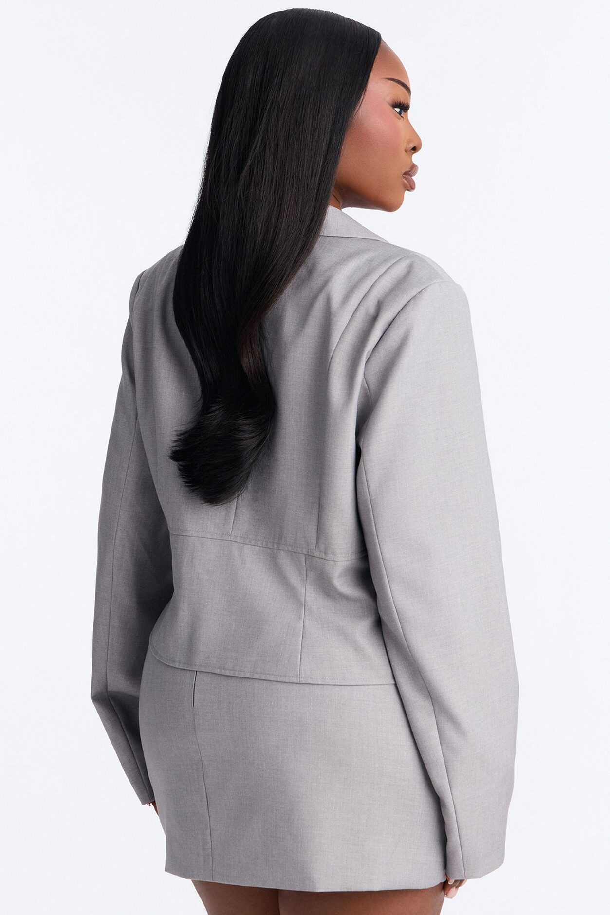 Unbothered Crepe Lace Up Corset Blazer - Light Grey