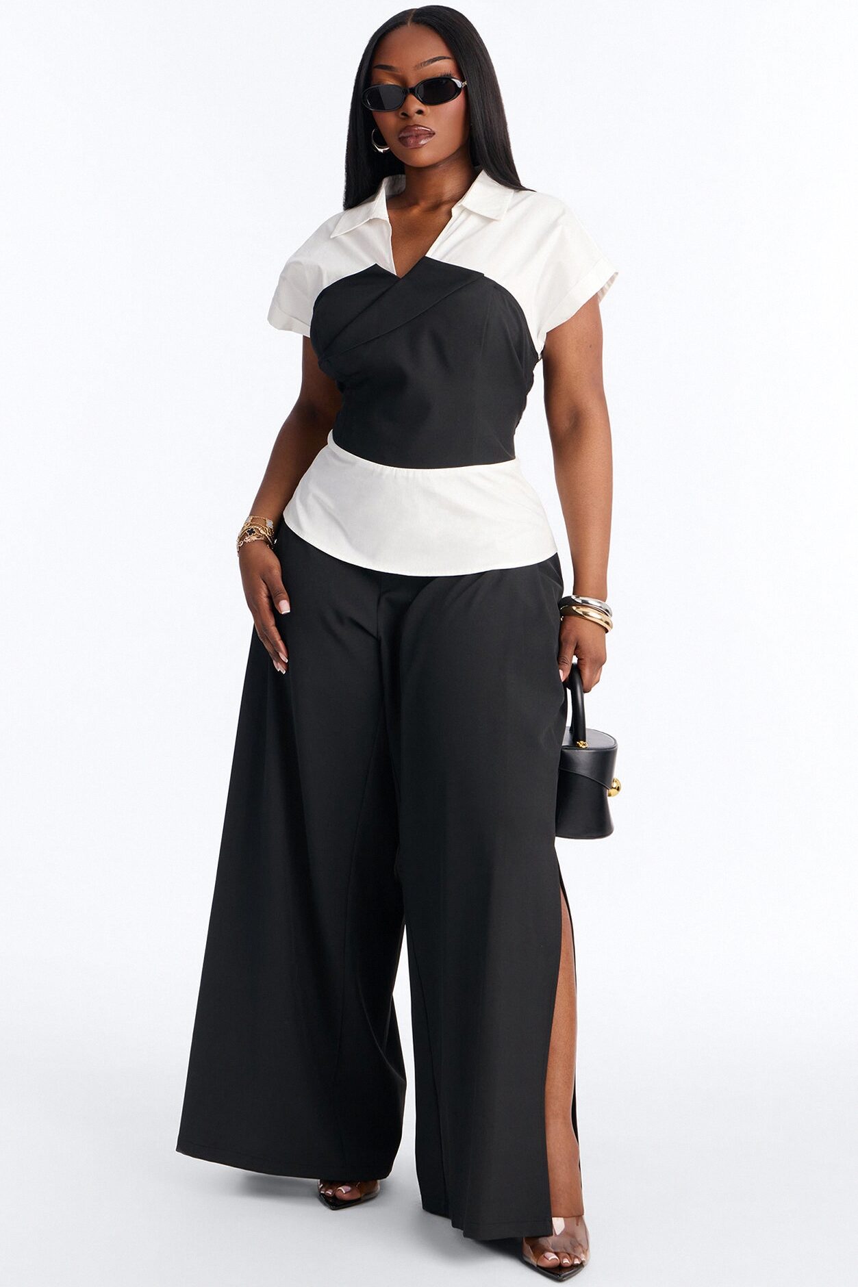 Elsa Wide Leg Pant Set - Black