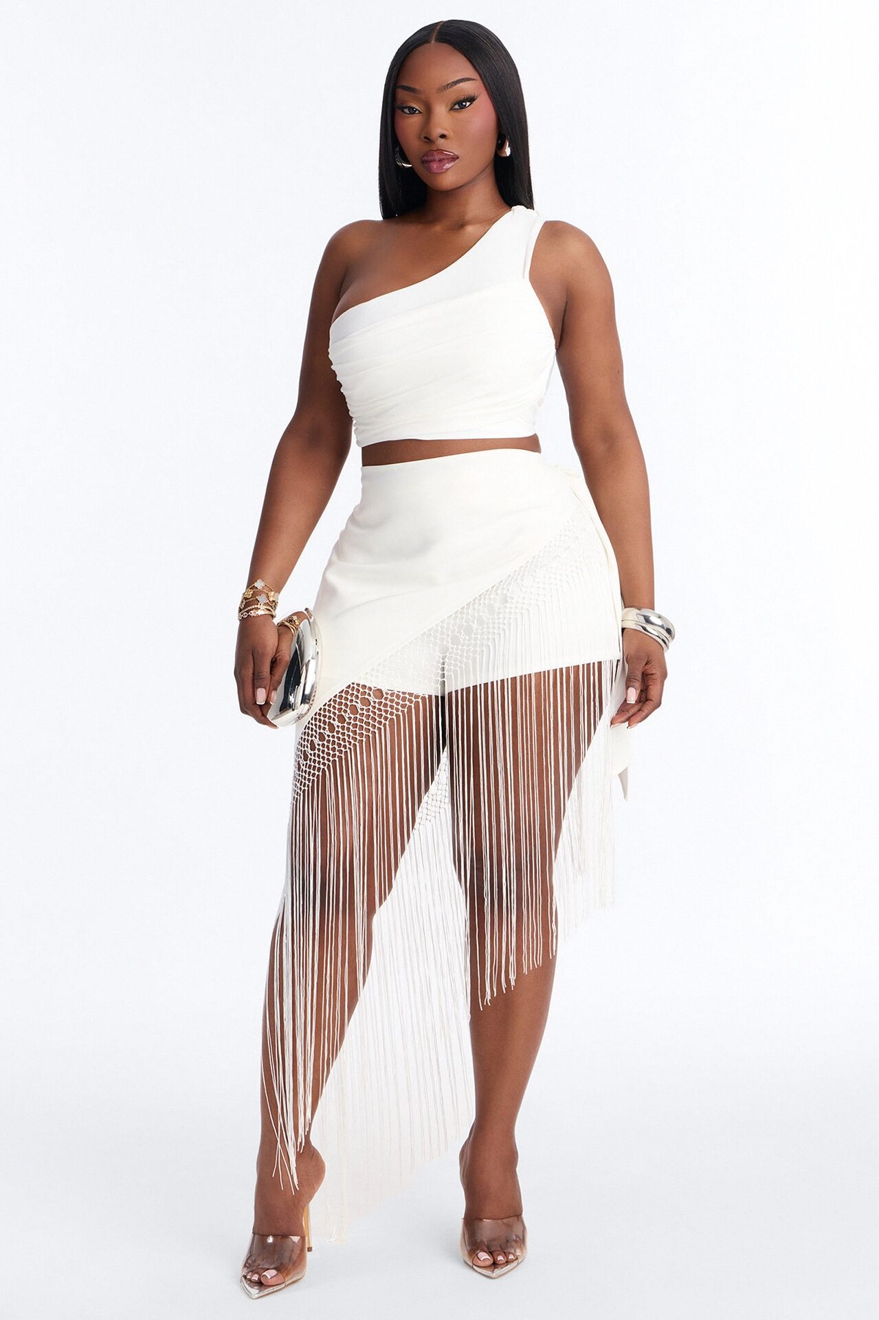 Willow Fringe Wrap Short - Ivory