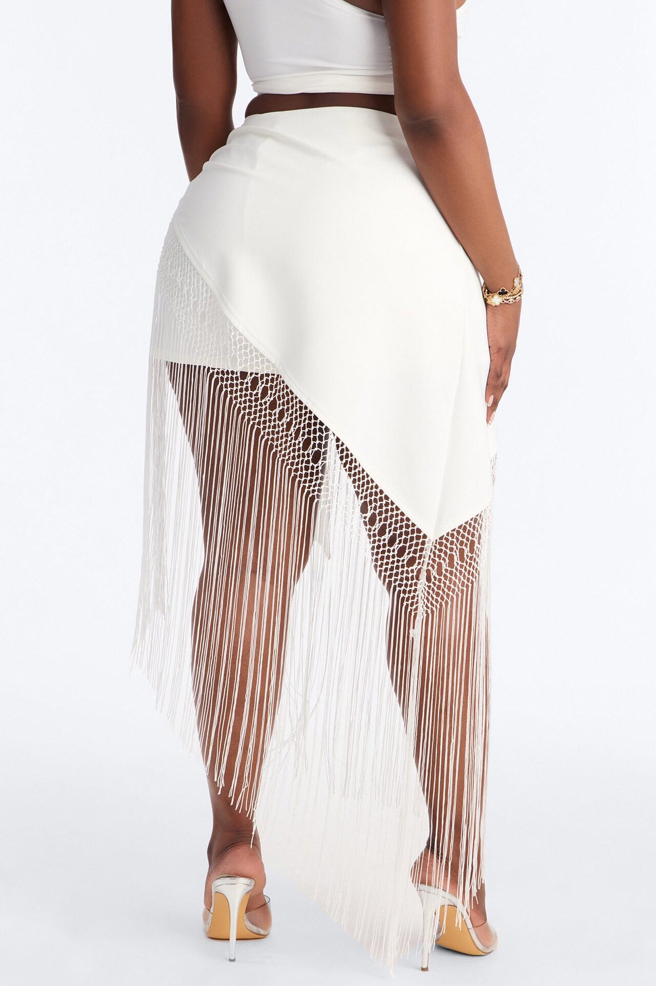 Willow Fringe Wrap Short - Ivory