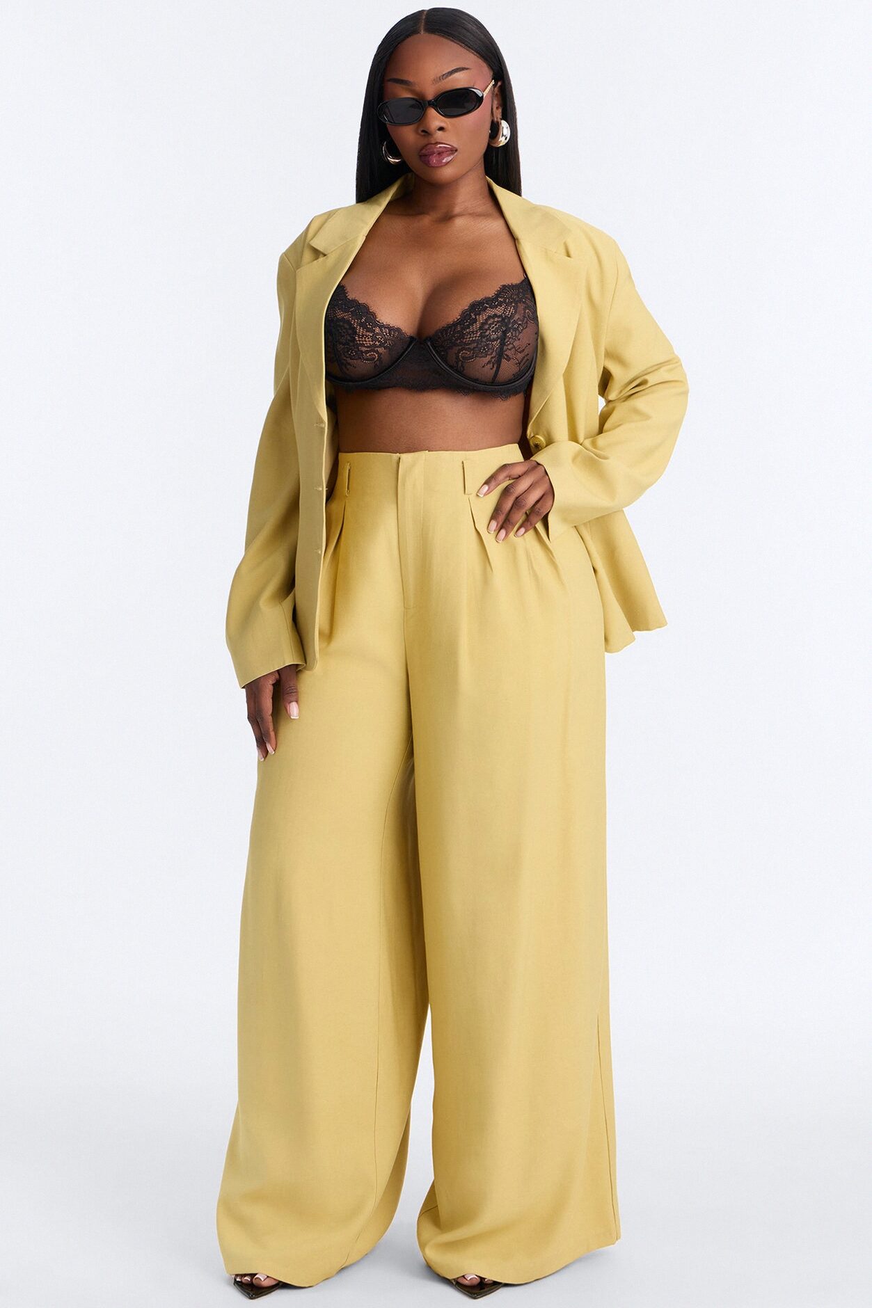 Elyse Linen High Rise Pleated Trousers - Honey