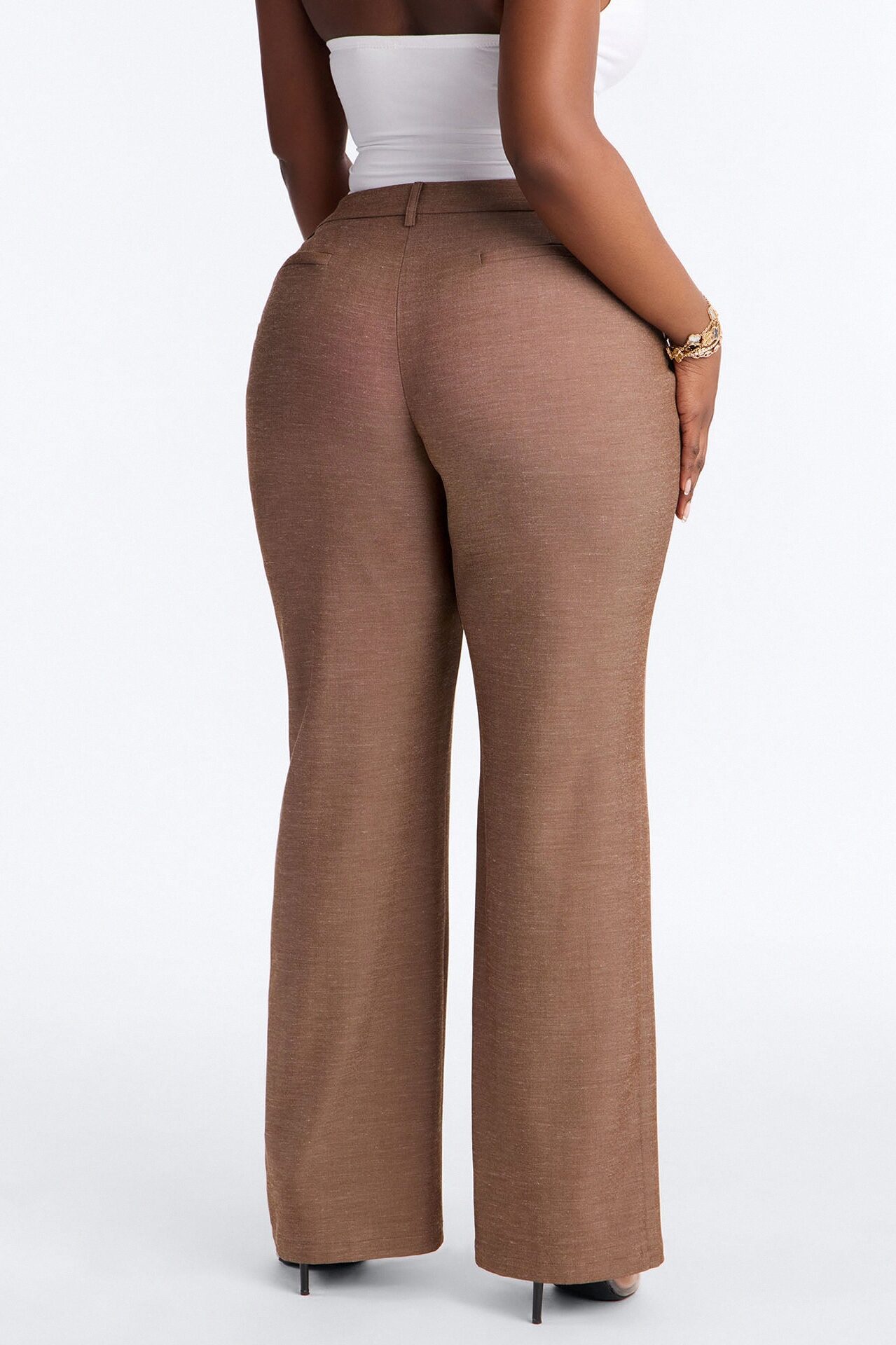 Stacy Low Rise Straight Leg Linen Trouser - Brown
