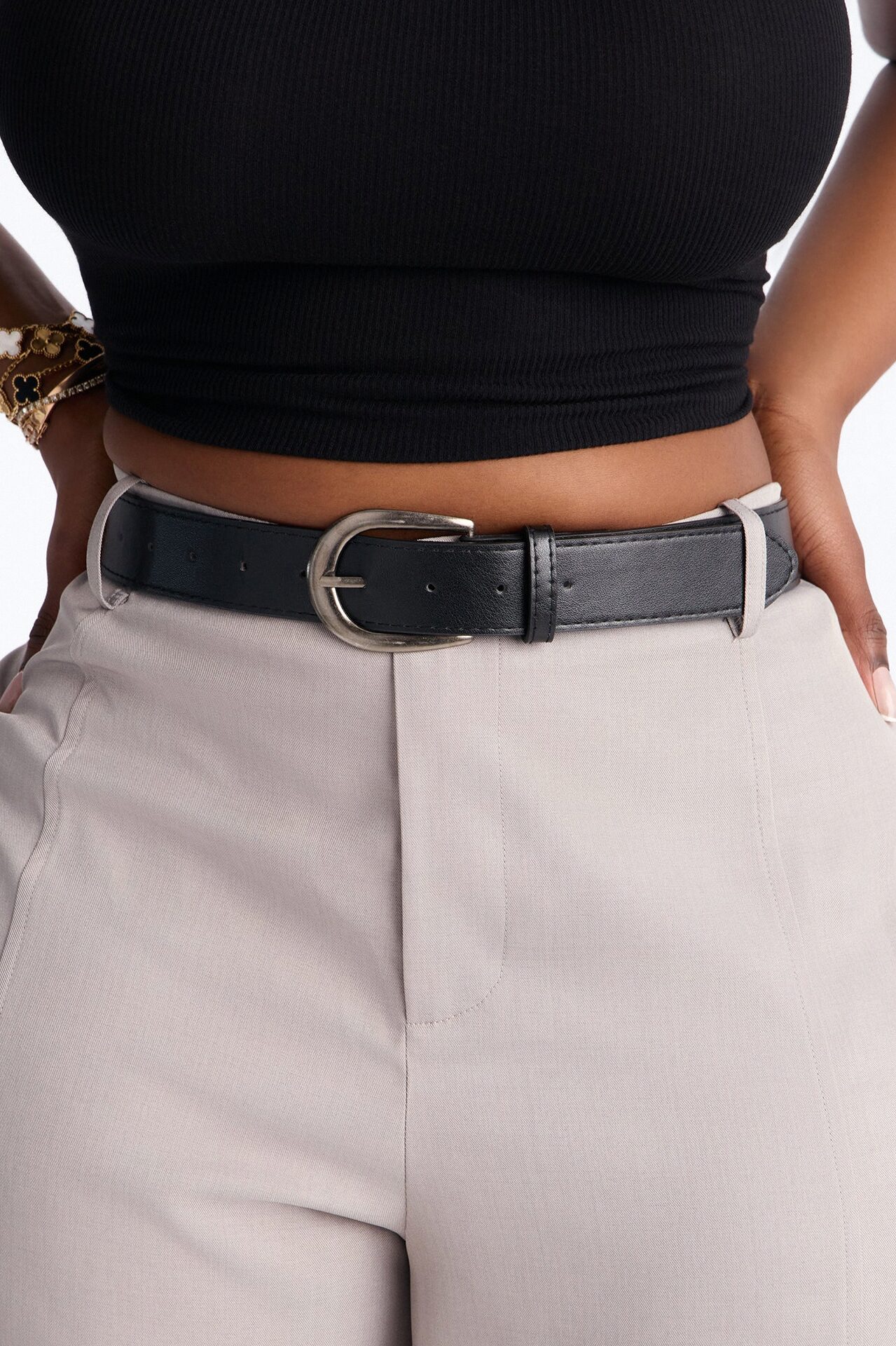 Maple Barrel Leg Belted Trouser - Grey