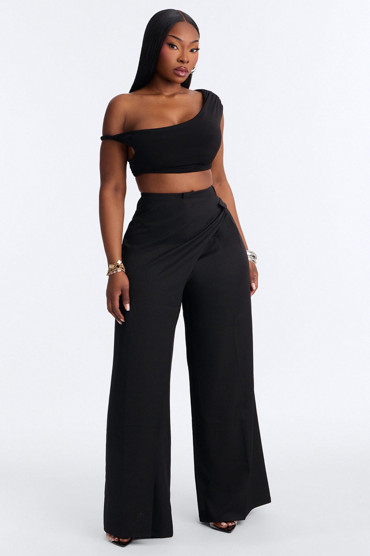 Tailored Touch Wrap Front Trouser 33″ - Black
