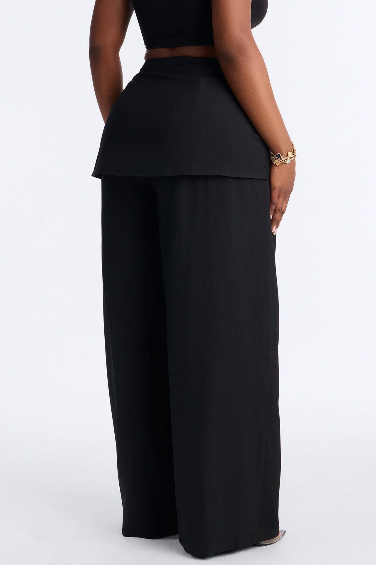 Carter High Rise Removable Corset Wide Leg Trouser - Black