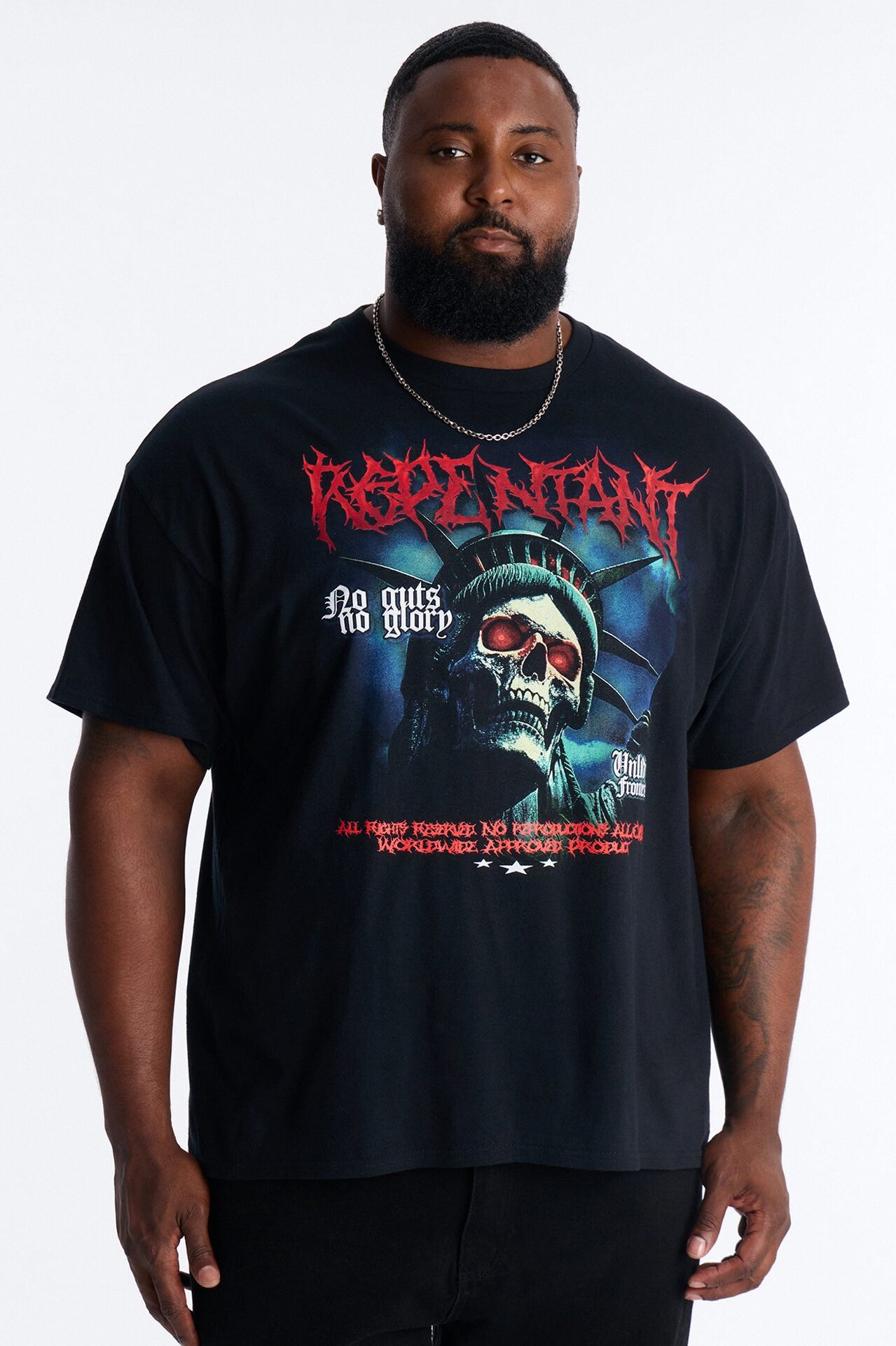 Repentant Skull Graphic Short Sleeve Tee - Black