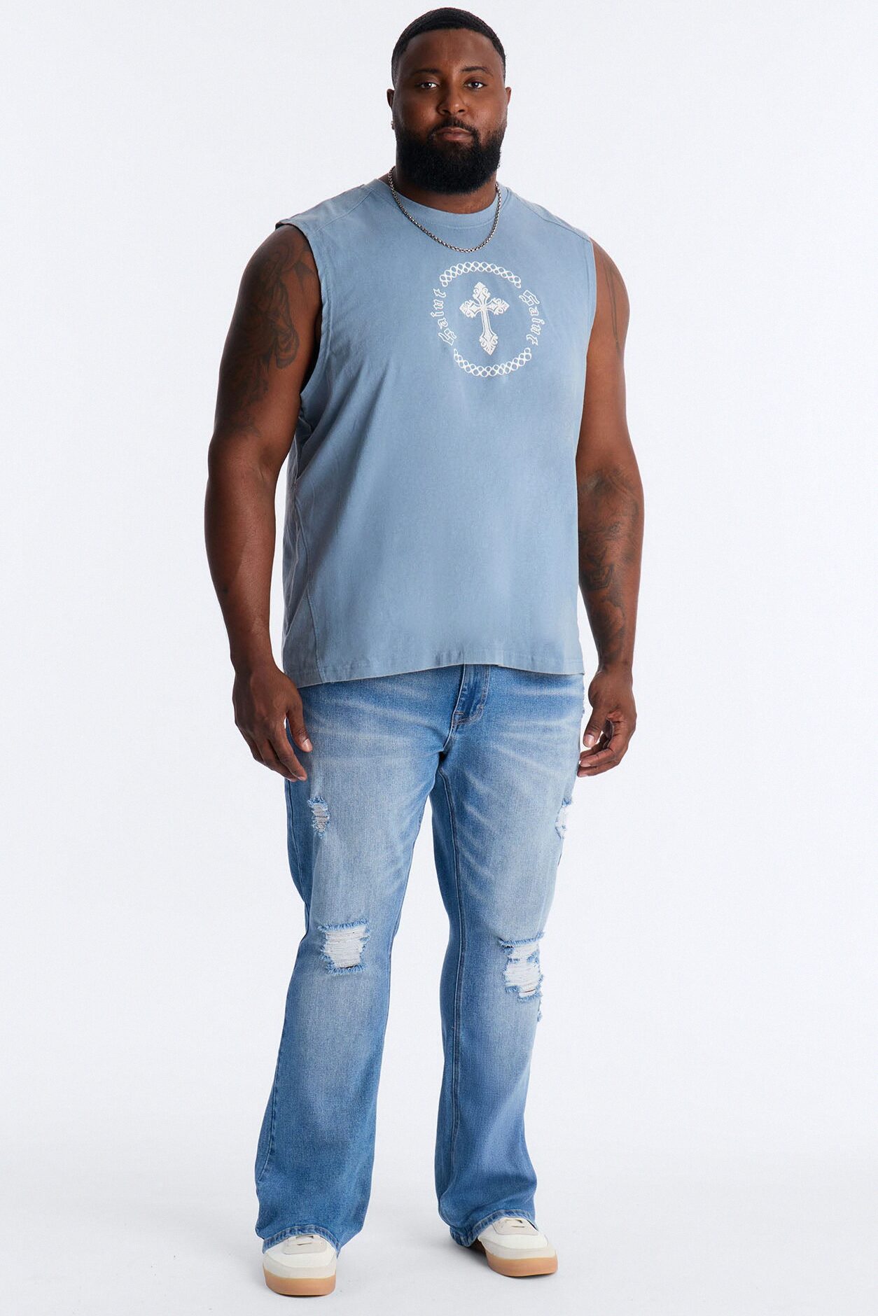 Forsaken Washed Muscle Tee - Blue