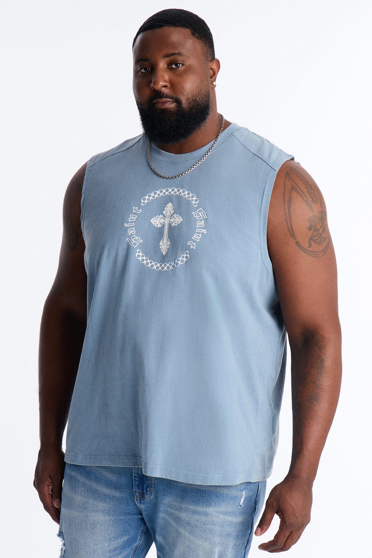 Forsaken Washed Muscle Tee - Blue