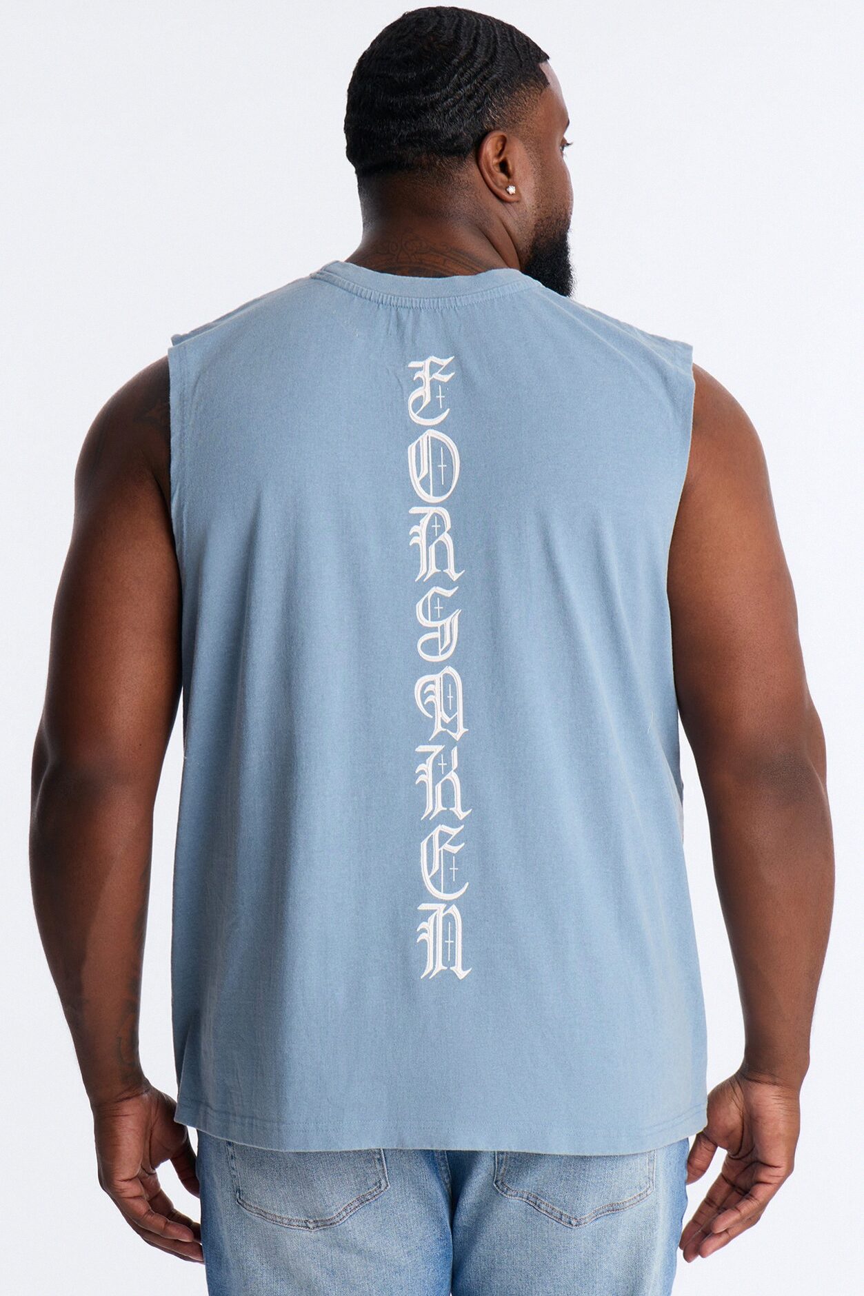 Forsaken Washed Muscle Tee - Blue