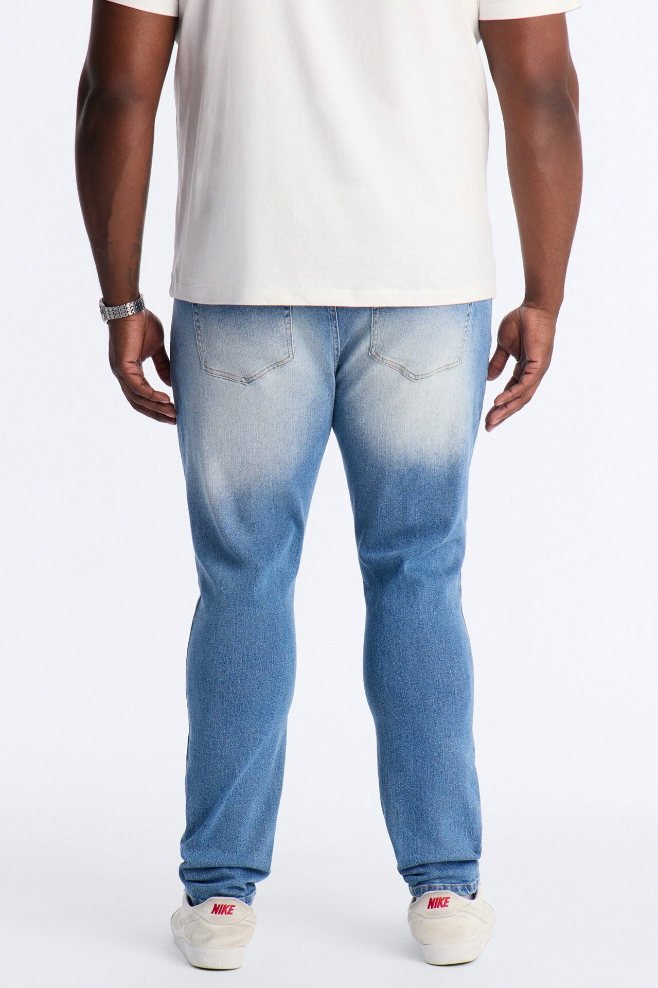 Essential Destroyed Skinny Stretch Jean - Medium Blue Wash