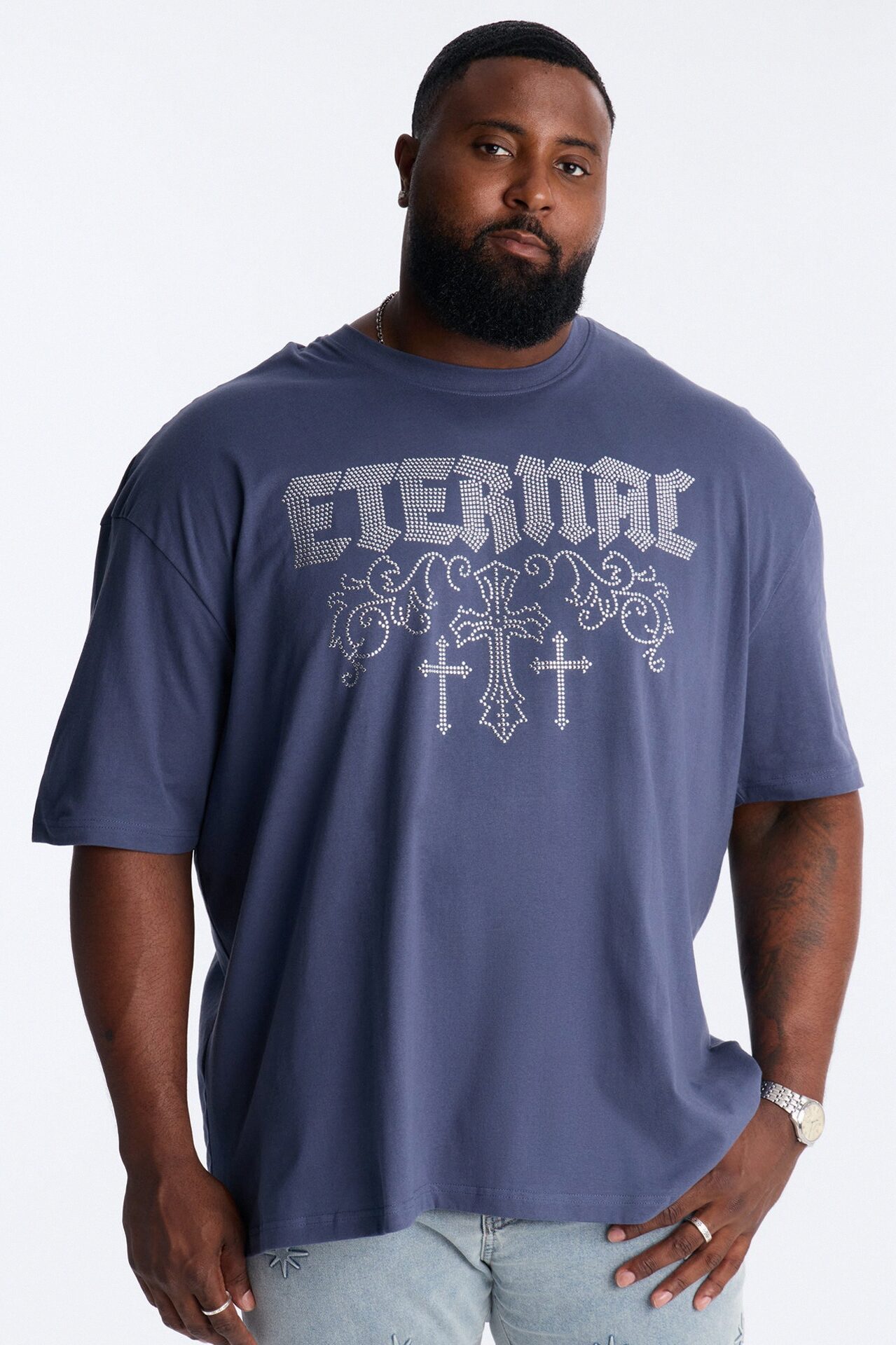 Eternal Salvation Boxy Short Sleeve Tee - Navy