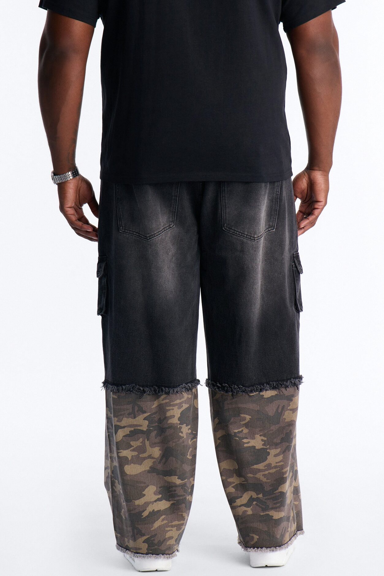 Baggy Safari Split Cargo Jean - Black Wash