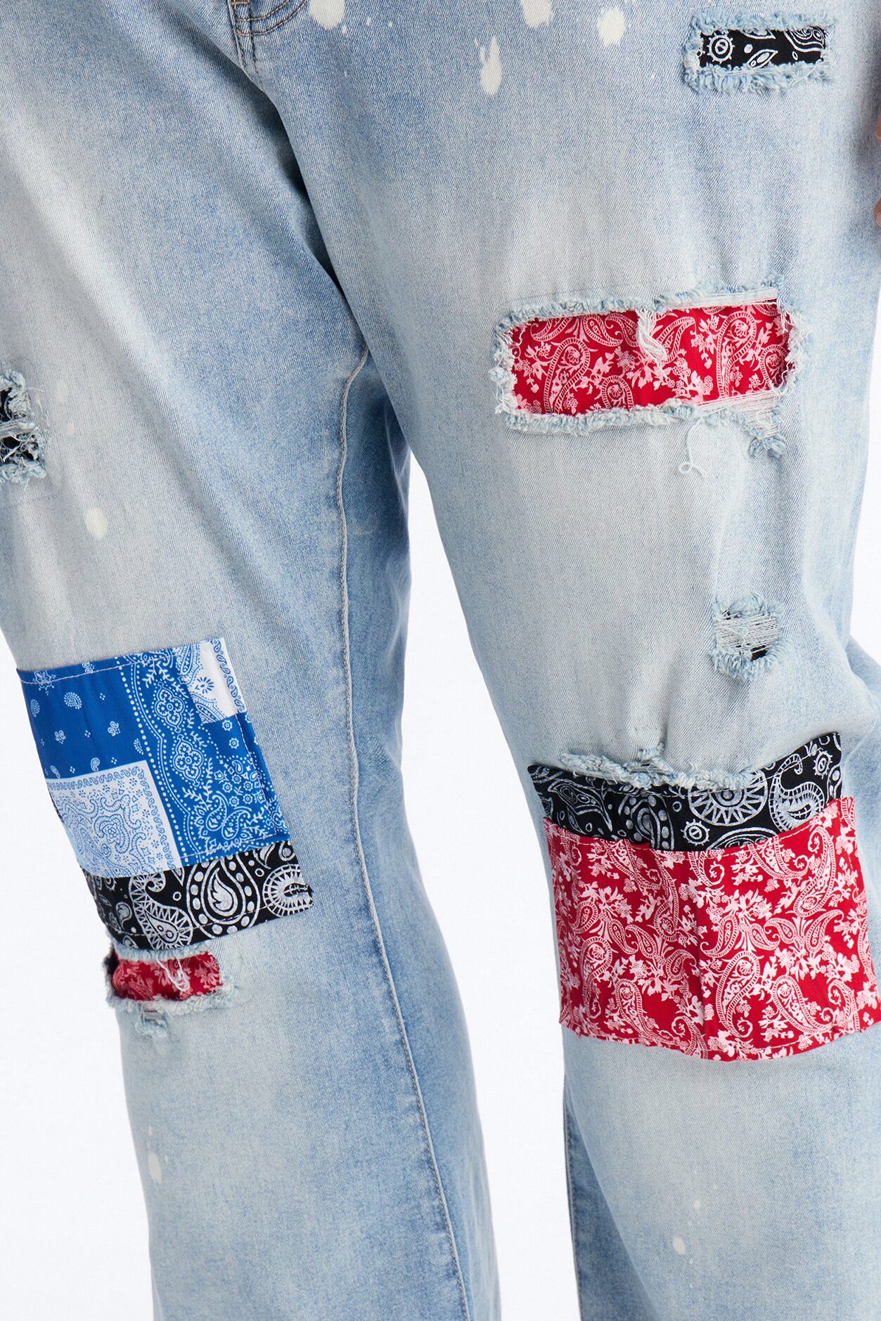 Stacked Skinny Flare Paisley Jungle Jean - Medium Blue Wash