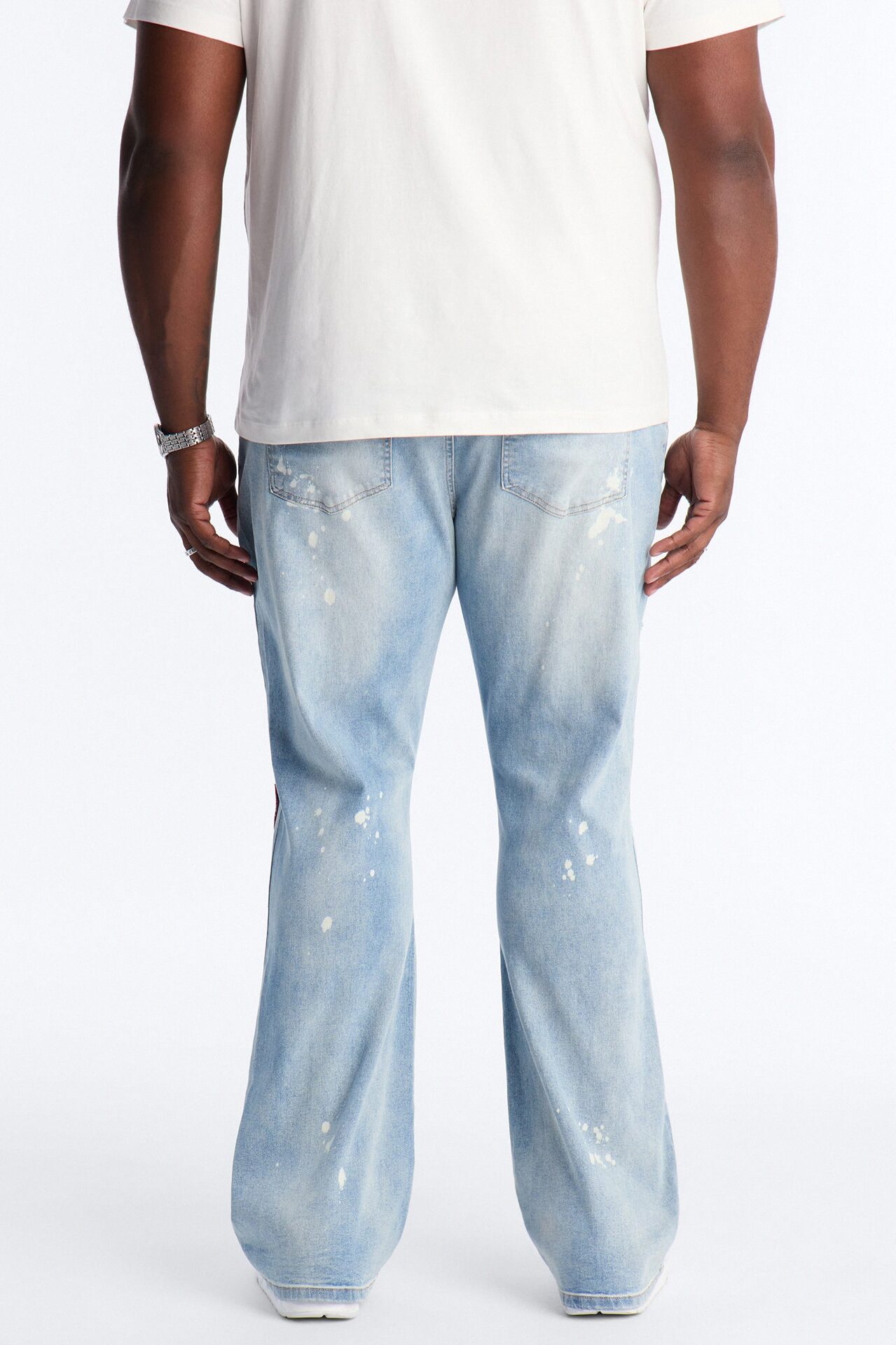 Stacked Skinny Flare Paisley Jungle Jean - Medium Blue Wash