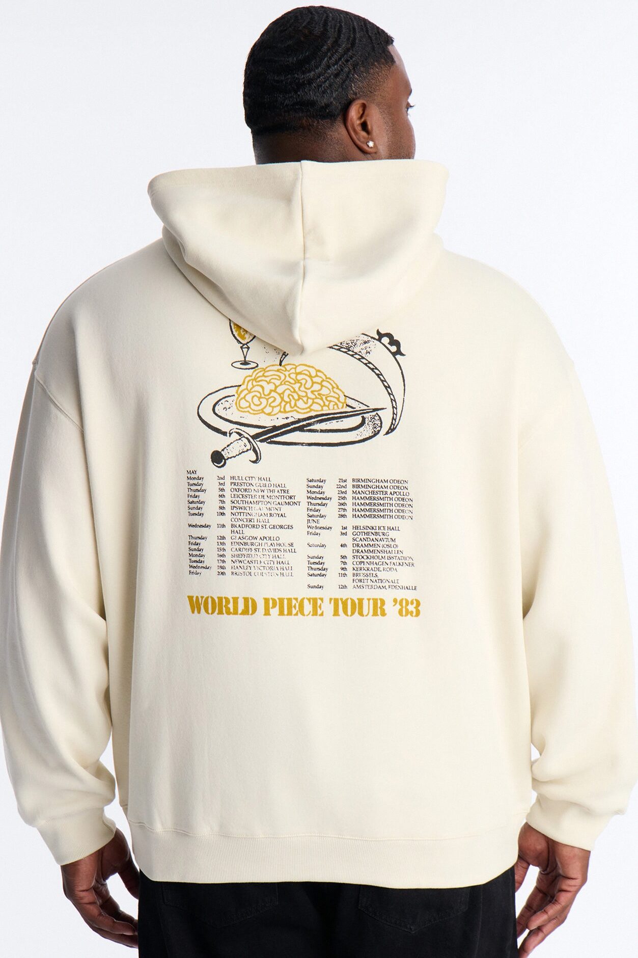 Iron Maiden World Peace Tour Vintage Hoodie - Cream