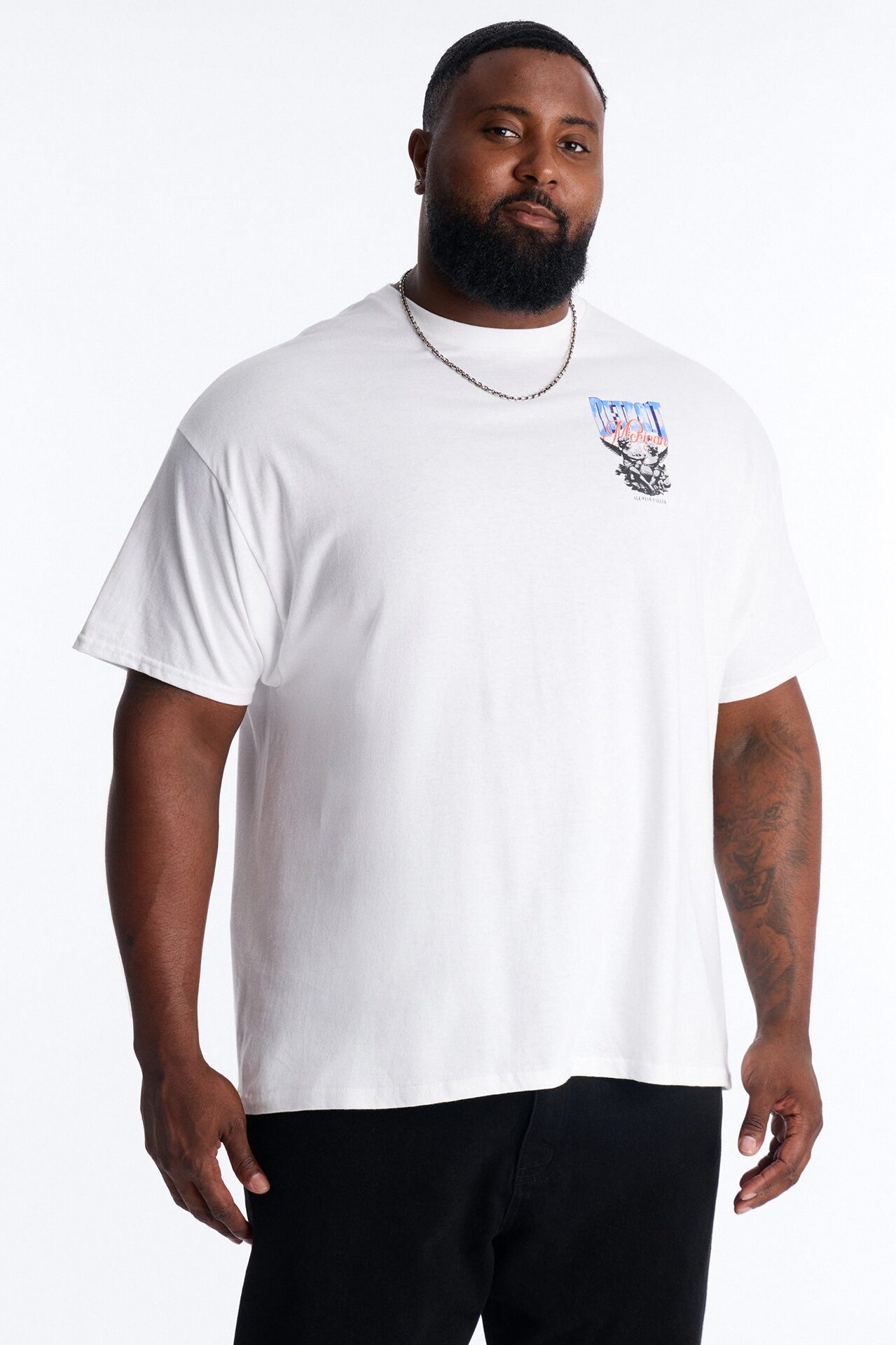 Detroit Michigan Angel Graphic Short Sleeve Tee - White