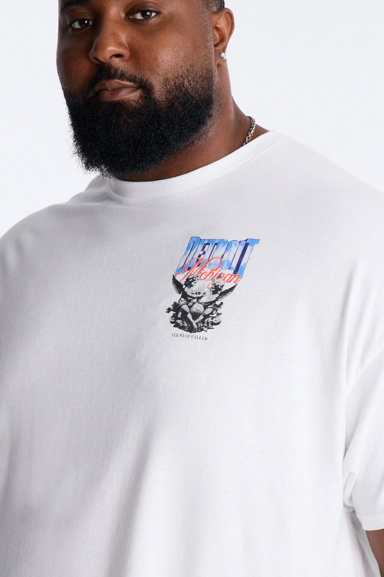 Detroit Michigan Angel Graphic Short Sleeve Tee - White