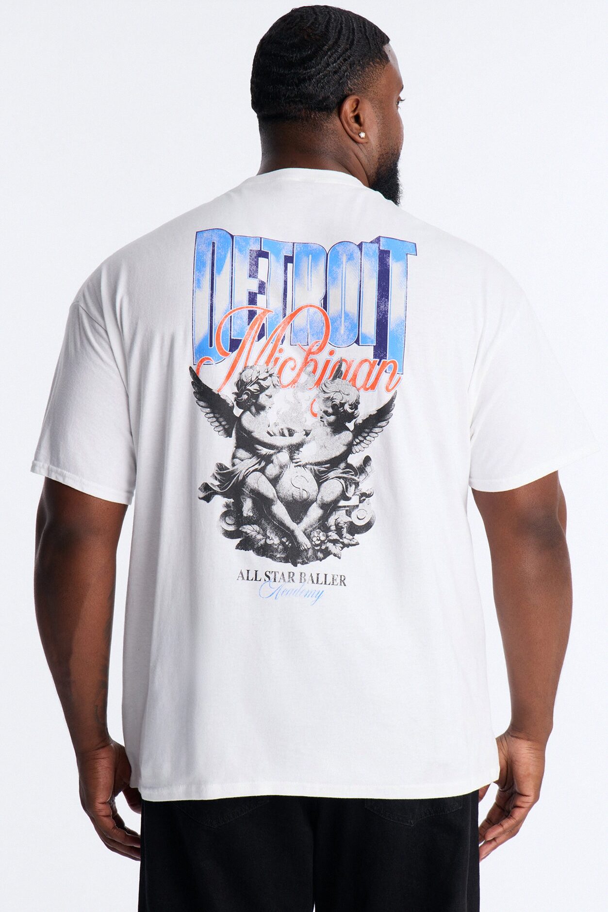 Detroit Michigan Angel Graphic Short Sleeve Tee - White