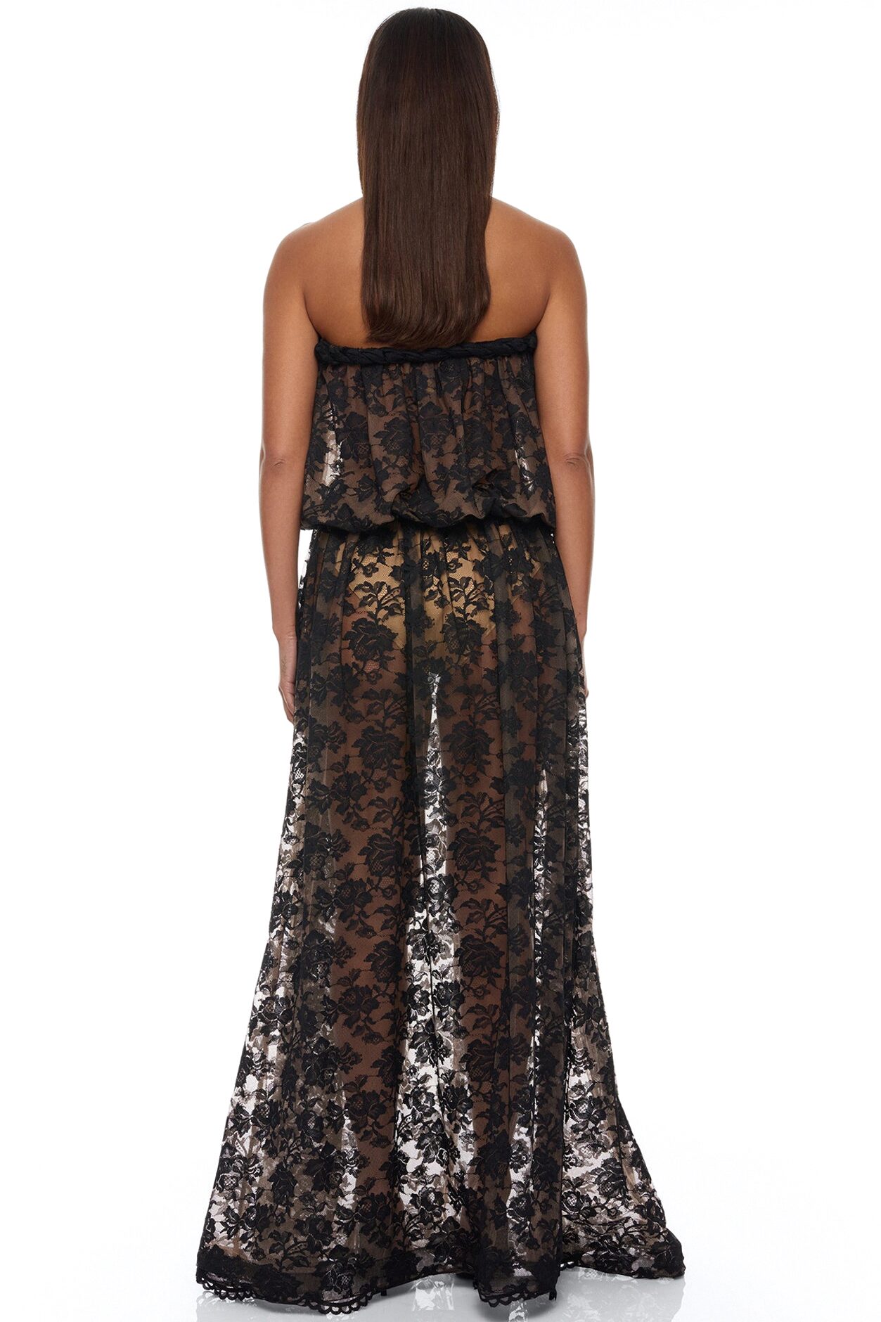 Faye Strapless Lace Maxi Dress - Black