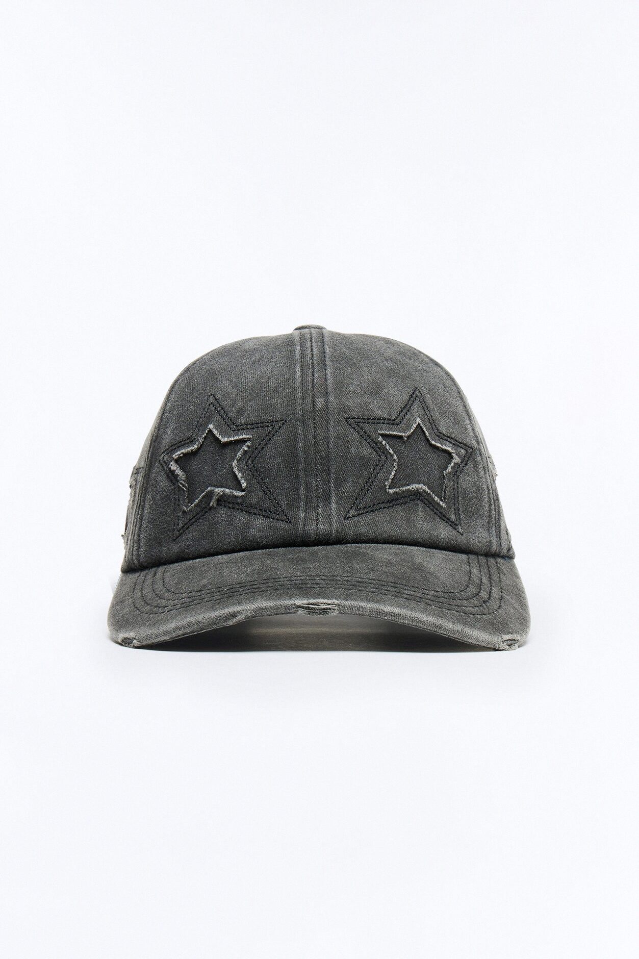 Stars Aligned Distressed Wash Snapback Hat - Black