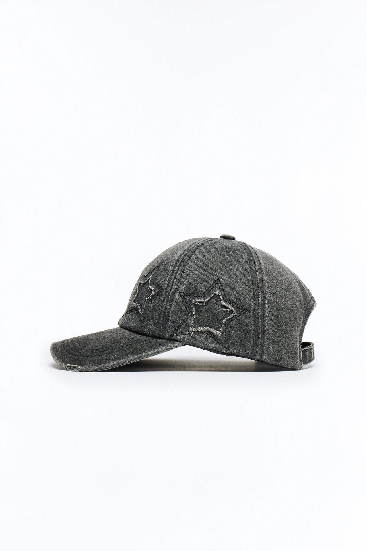 Stars Aligned Distressed Wash Snapback Hat - Black