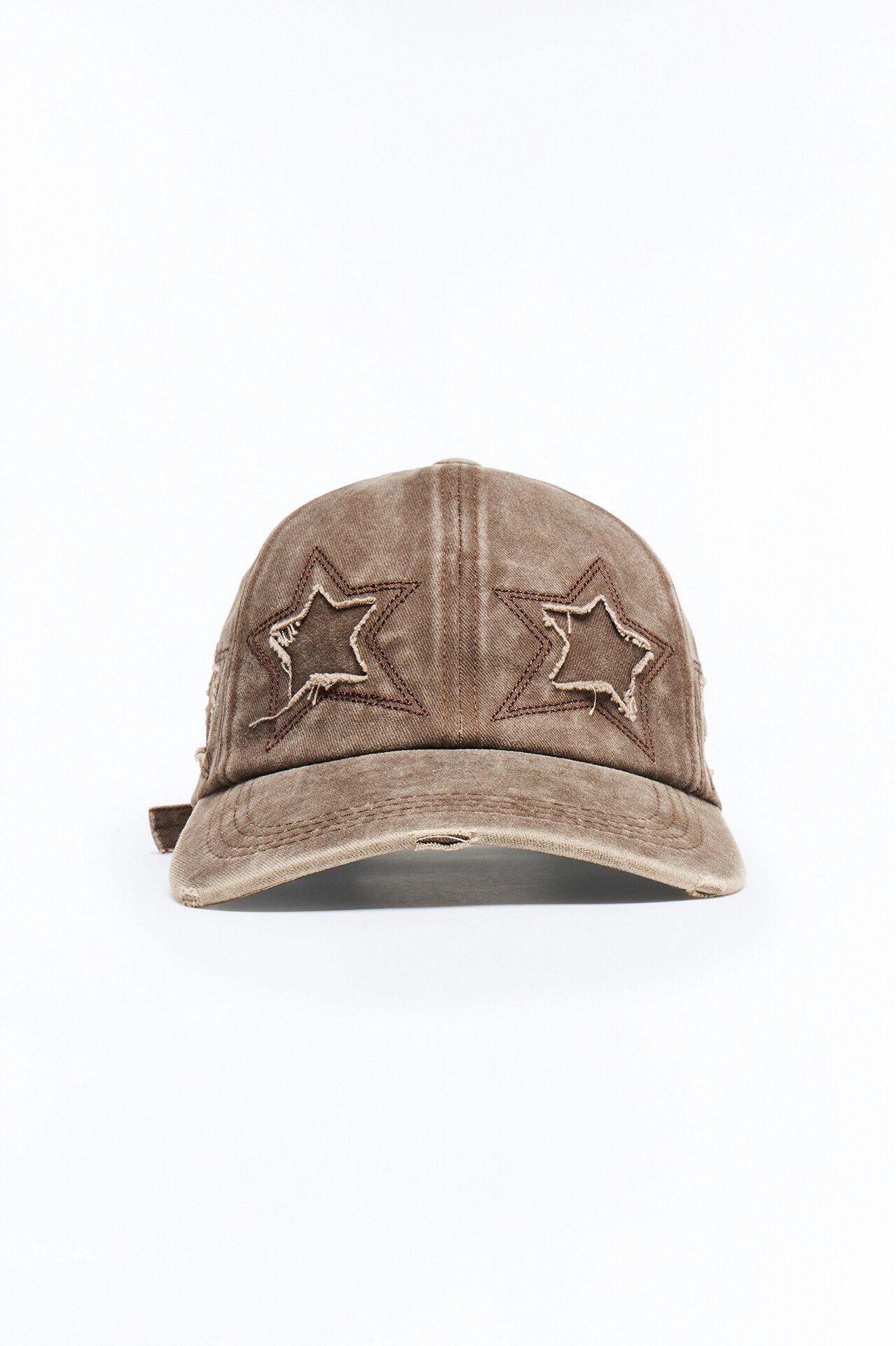 Stars Aligned Distressed Wash Snapback Hat - Brown