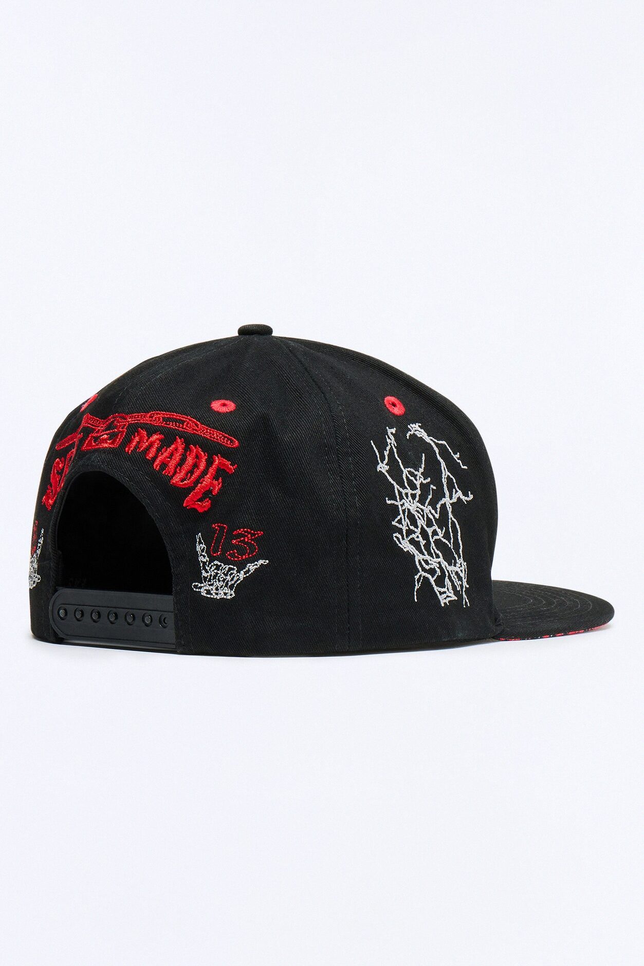 Fly Alone Graphic Embroidered Snapback Hat - Black