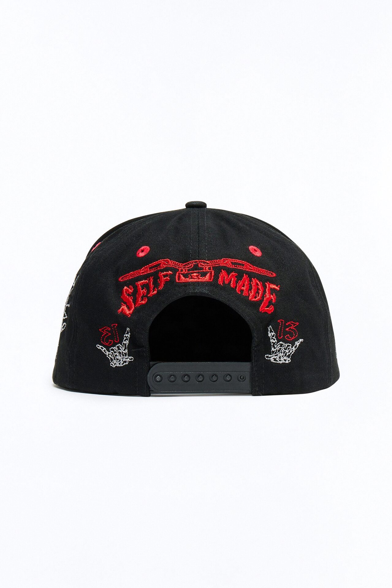 Fly Alone Graphic Embroidered Snapback Hat - Black