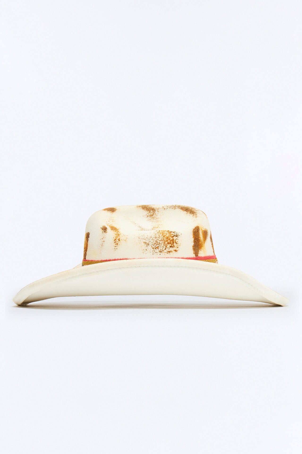 Western Brushed Detail Cowboy Hat - Ivory/combo