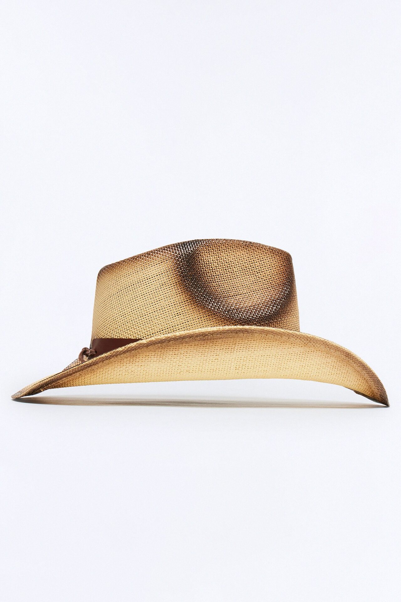 Western Washed Detail Cowboy Hat - Ivory/combo