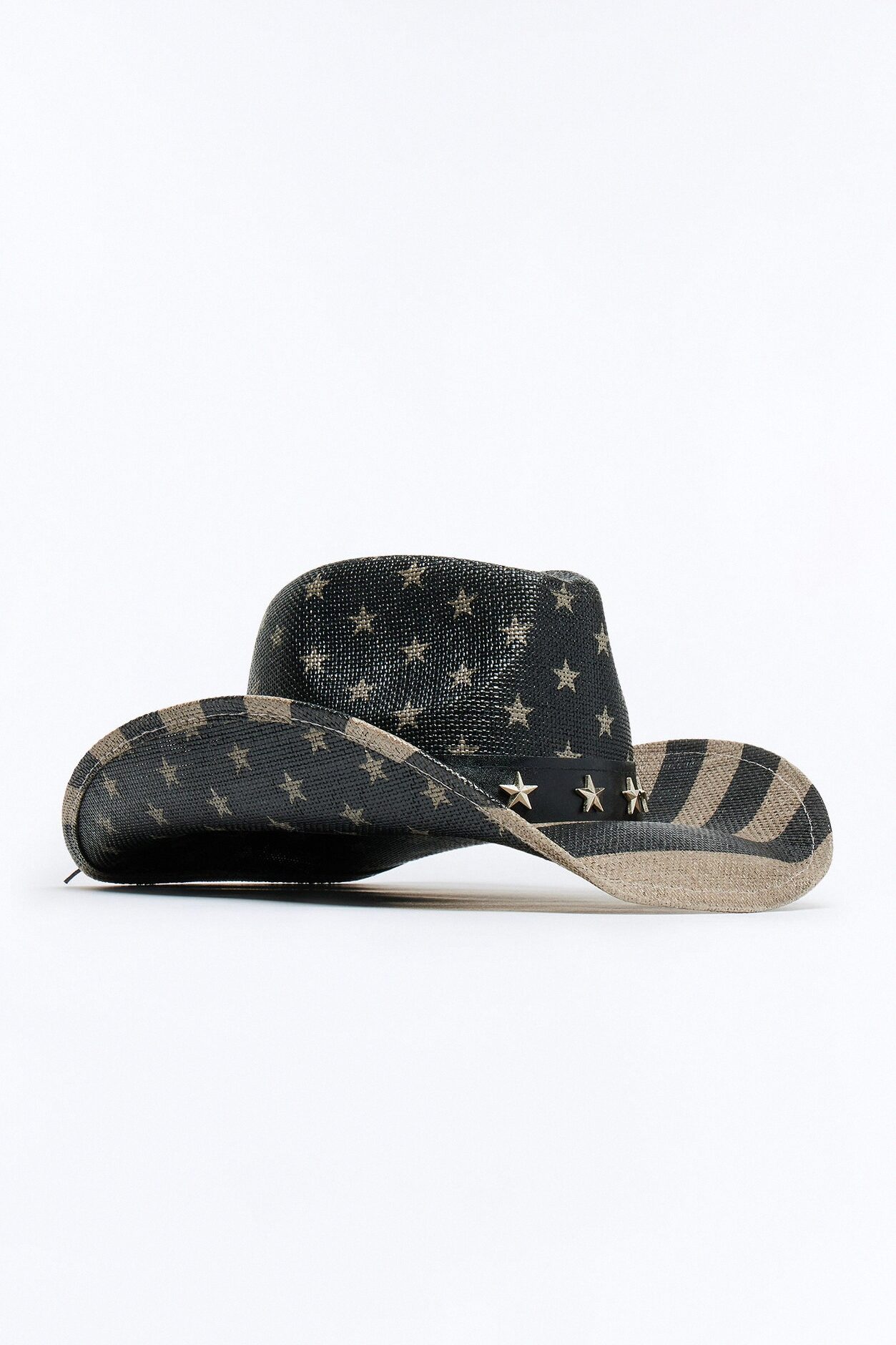 Stars And Stripes Studded Cowboy Hat - Black/combo