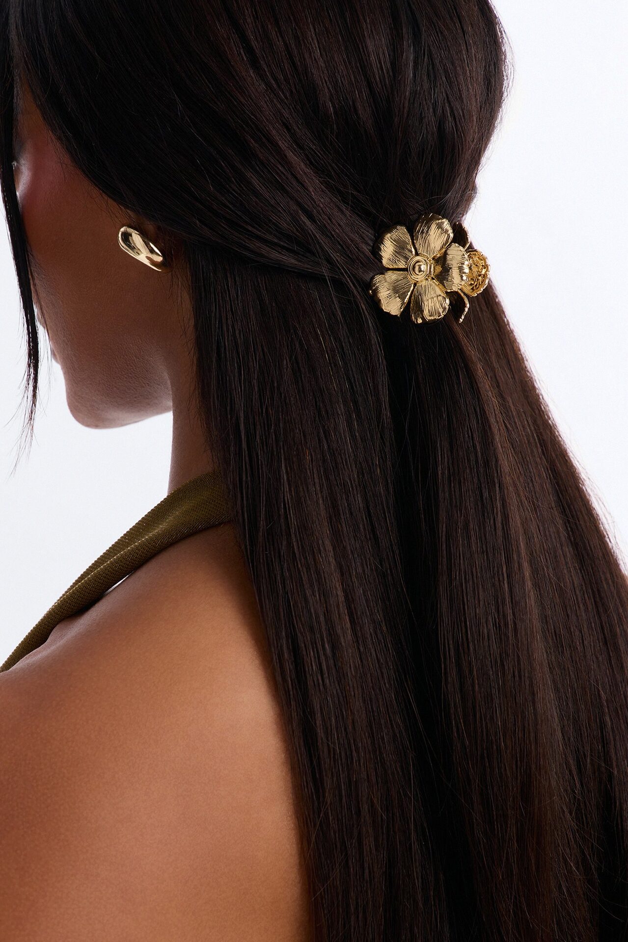 Sunset Flowers Claw Hair Clip 2 Piece Set - Gold