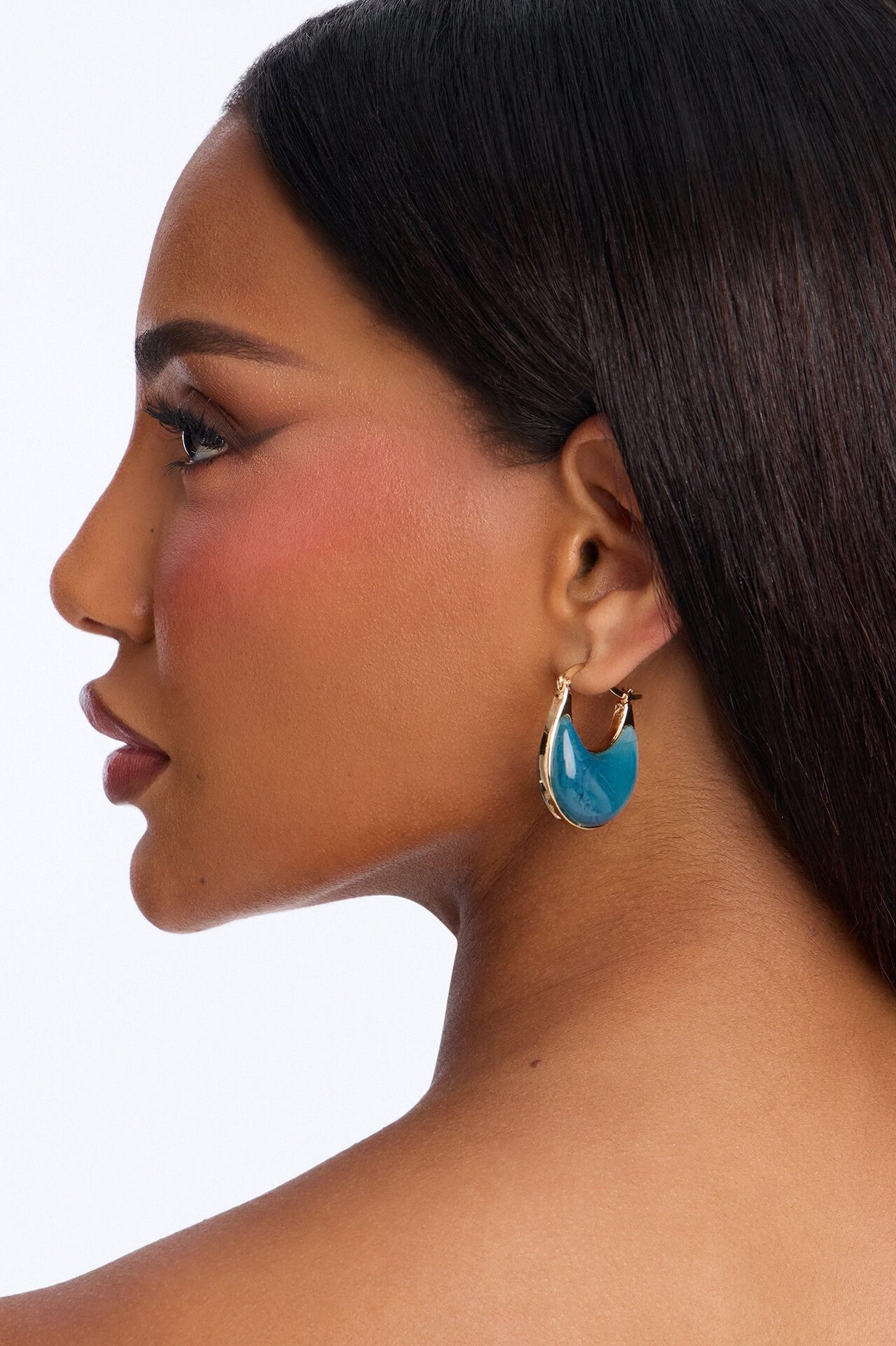 Jade Jeweled Drop Earrings - Gold/Blue