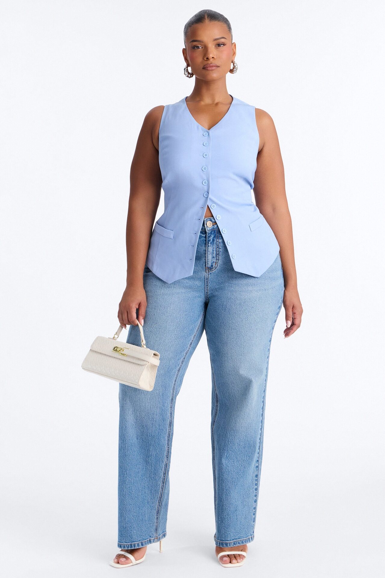 Brooklyn Babe Vest Top - Dusty Blue