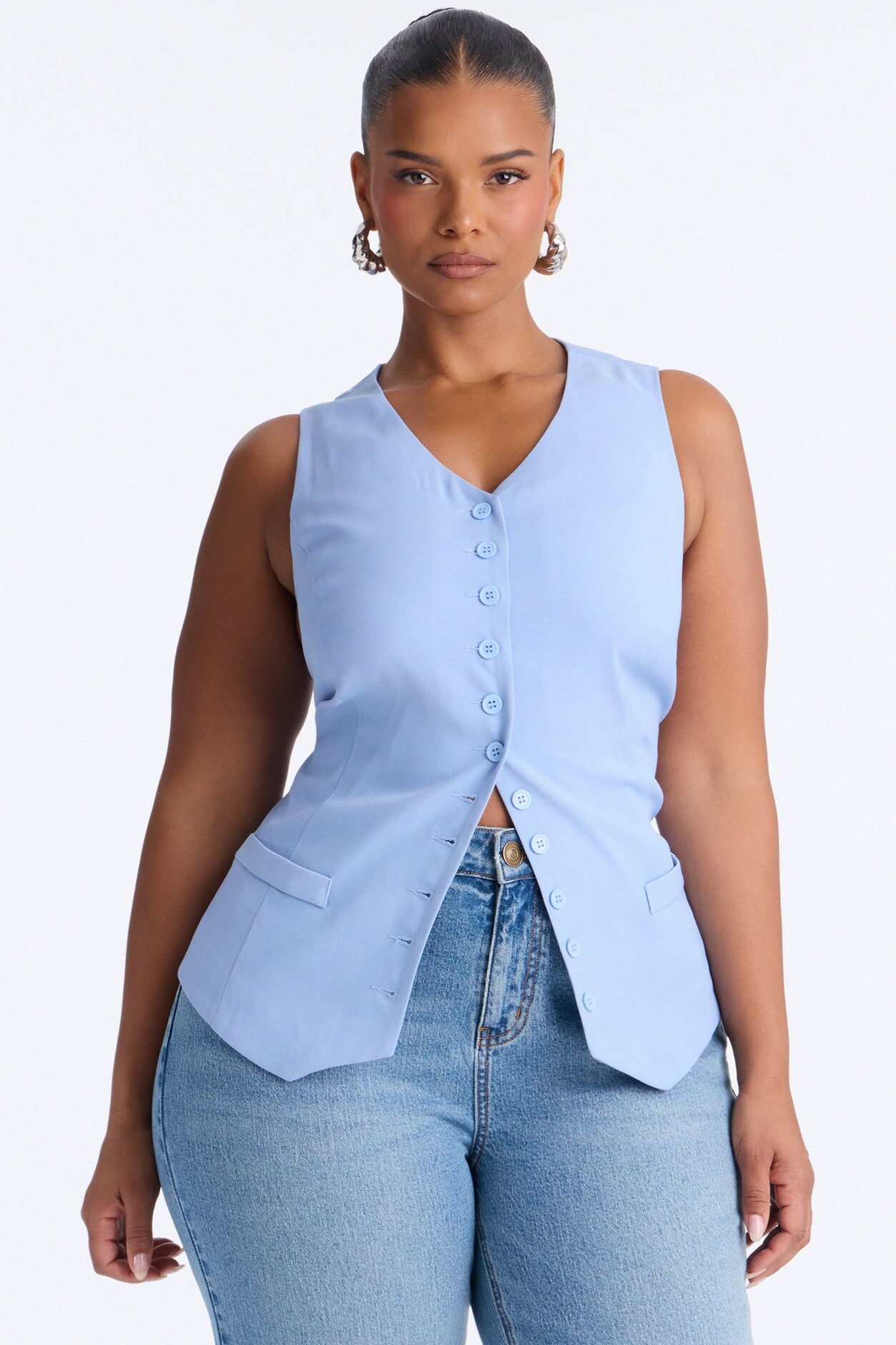 Brooklyn Babe Vest Top - Dusty Blue