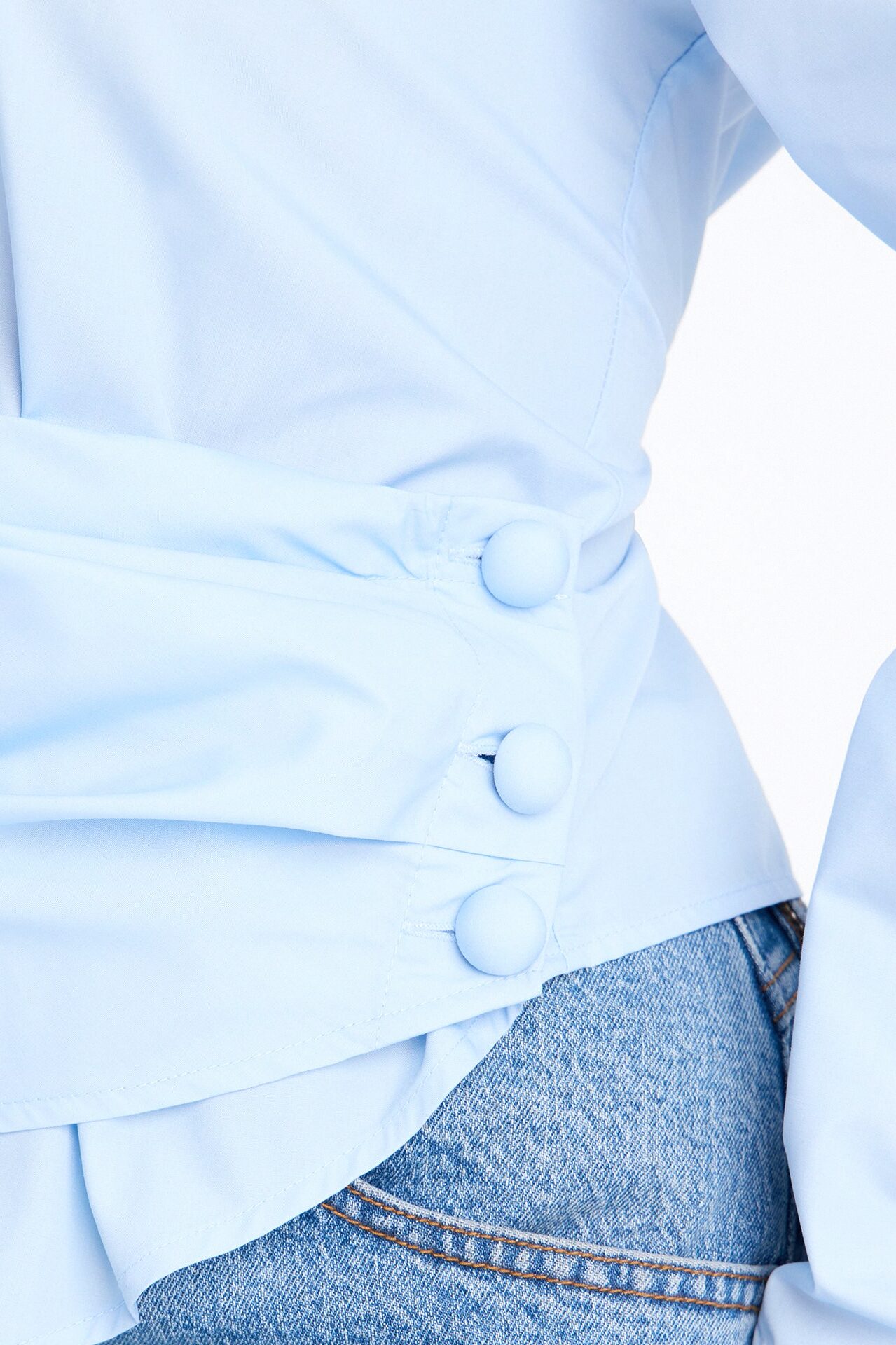 Late For Work Asymmetrical Poplin Shirt - Blue