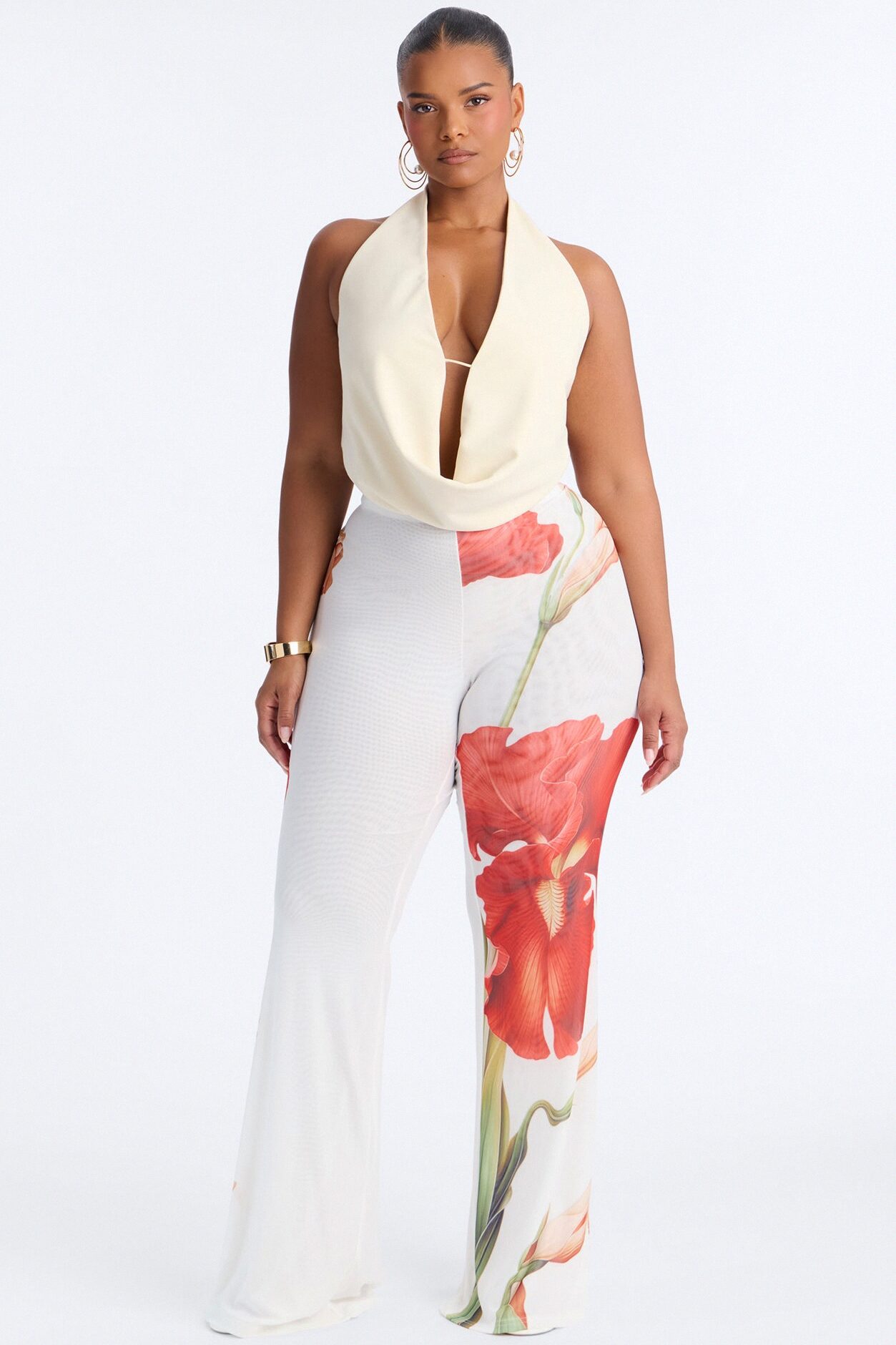 Taylor Double Mesh Skinny Flare Pant - White/combo