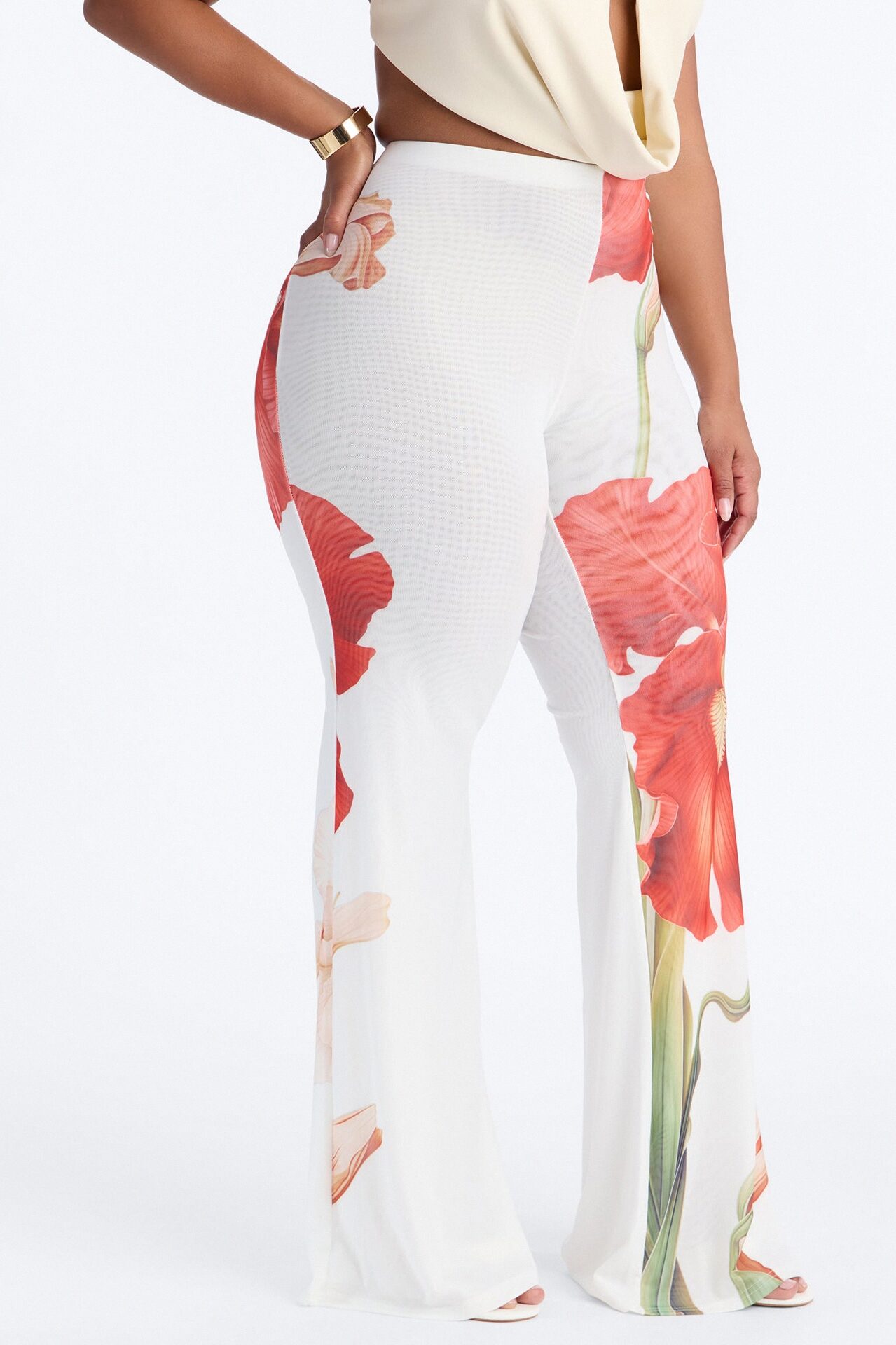 Taylor Double Mesh Skinny Flare Pant - White/combo