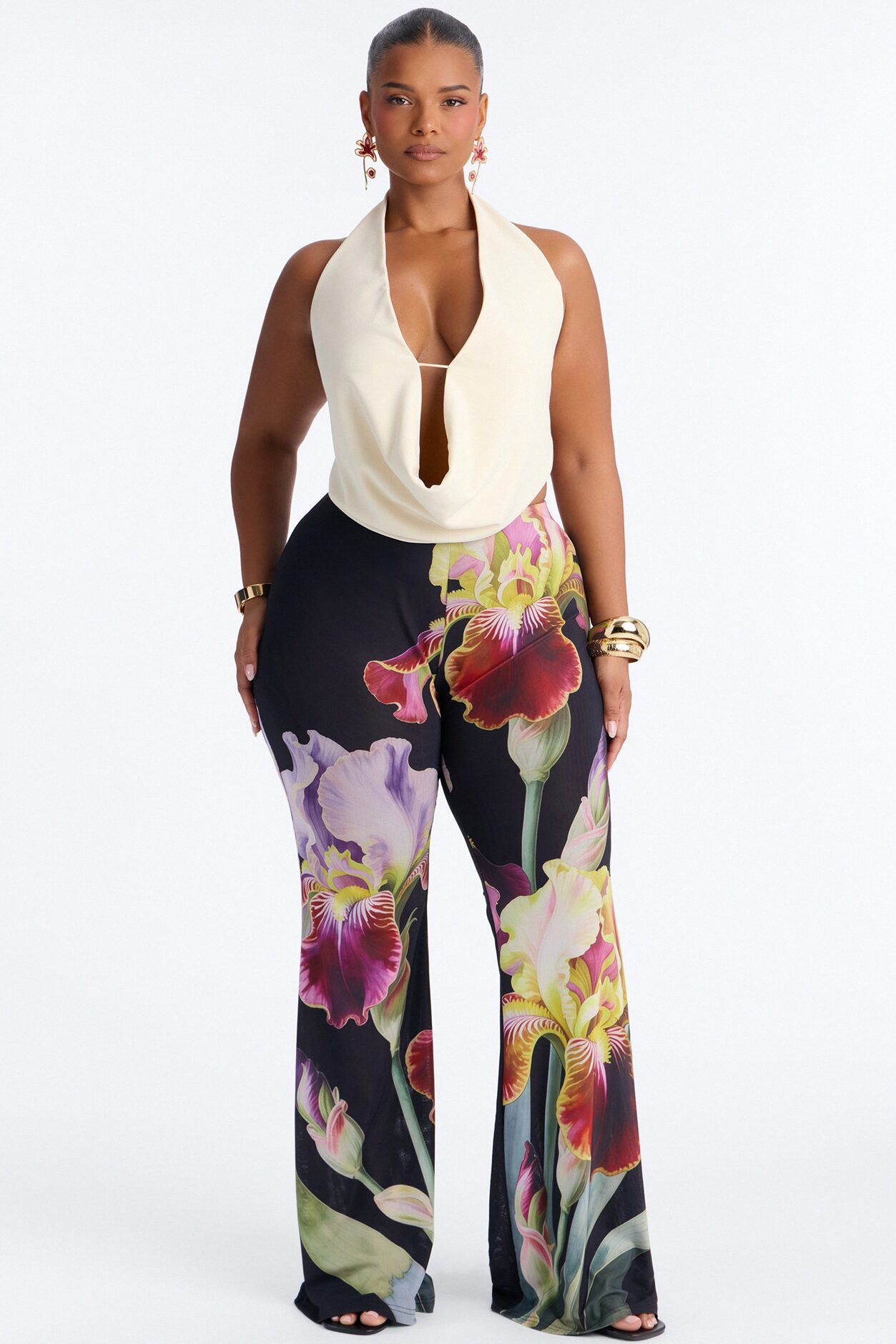 Taylor Double Mesh Skinny Flare Pant - Black/combo