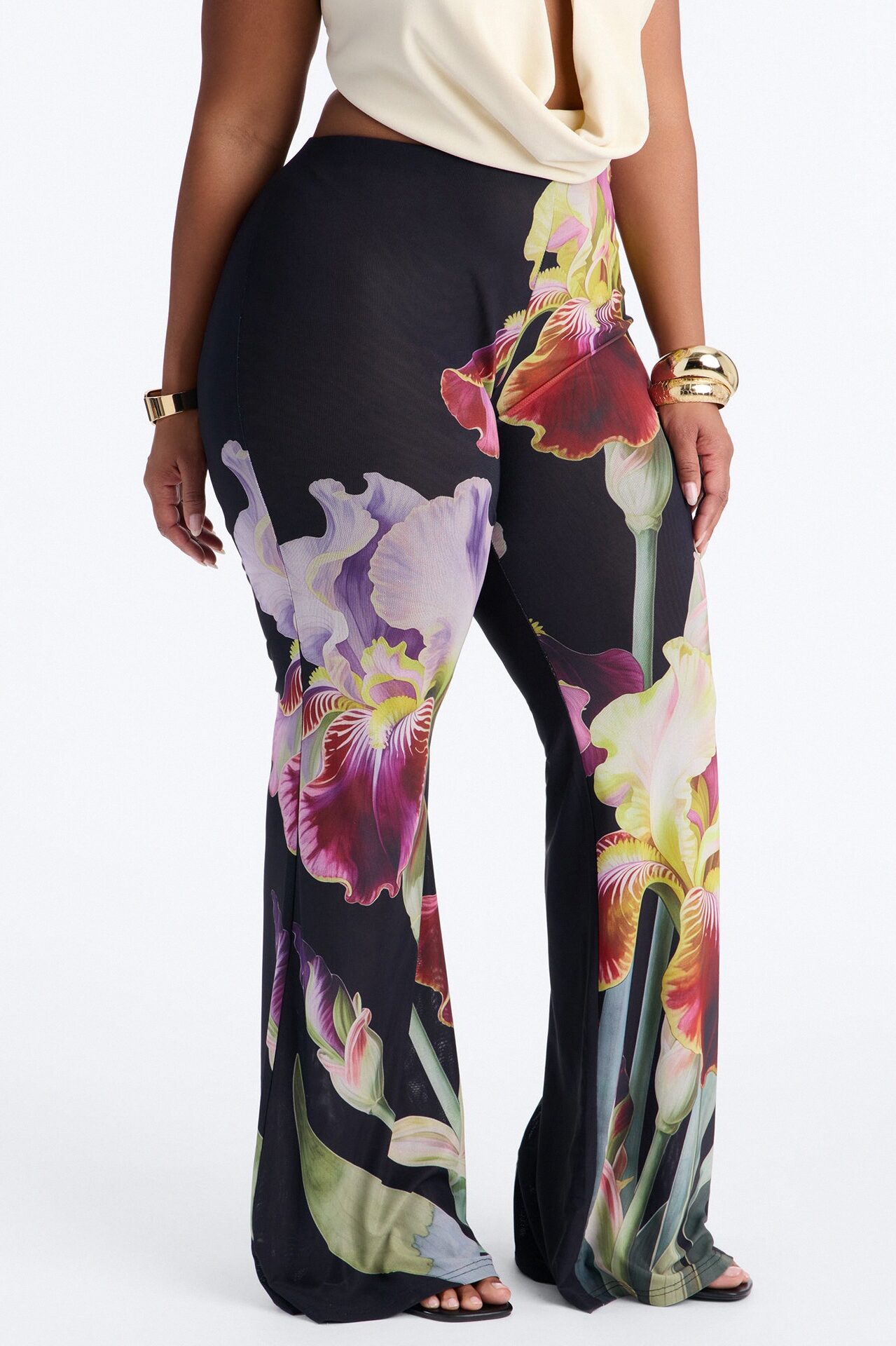 Taylor Double Mesh Skinny Flare Pant - Black/combo