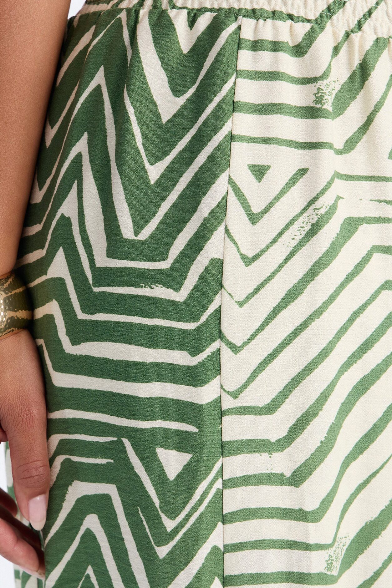 Miffy Mid Rise Smocked Wide Leg Pant - Green/combo