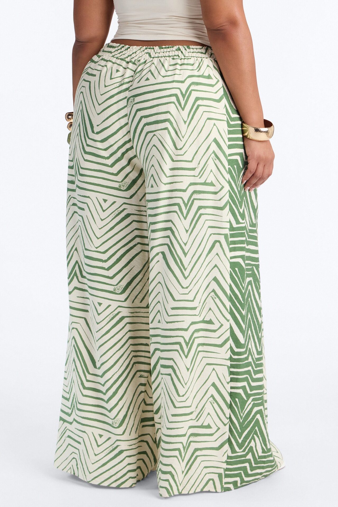 Miffy Mid Rise Smocked Wide Leg Pant - Green/combo