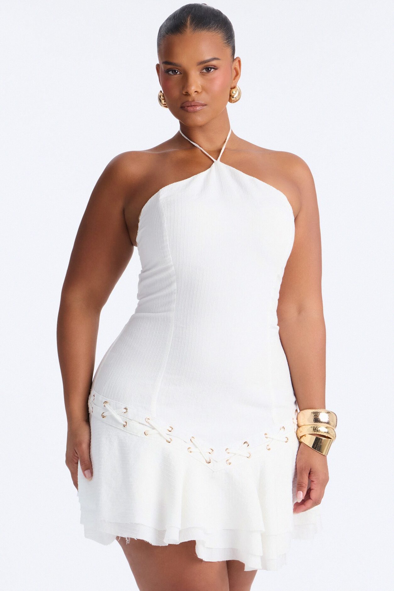 Tall Rayna Sleeveless Textured Mini Dress - White