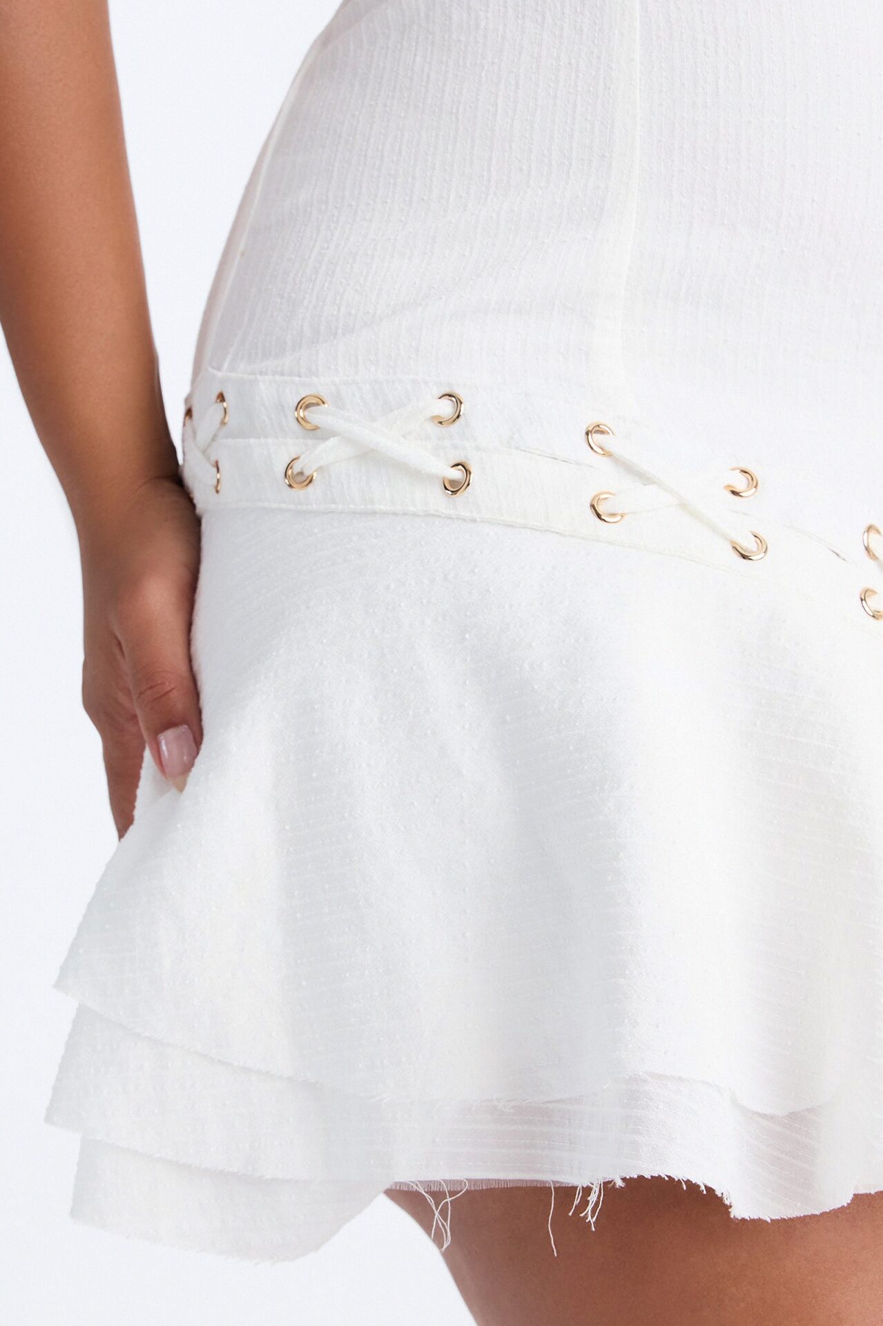 Tall Rayna Sleeveless Textured Mini Dress - White