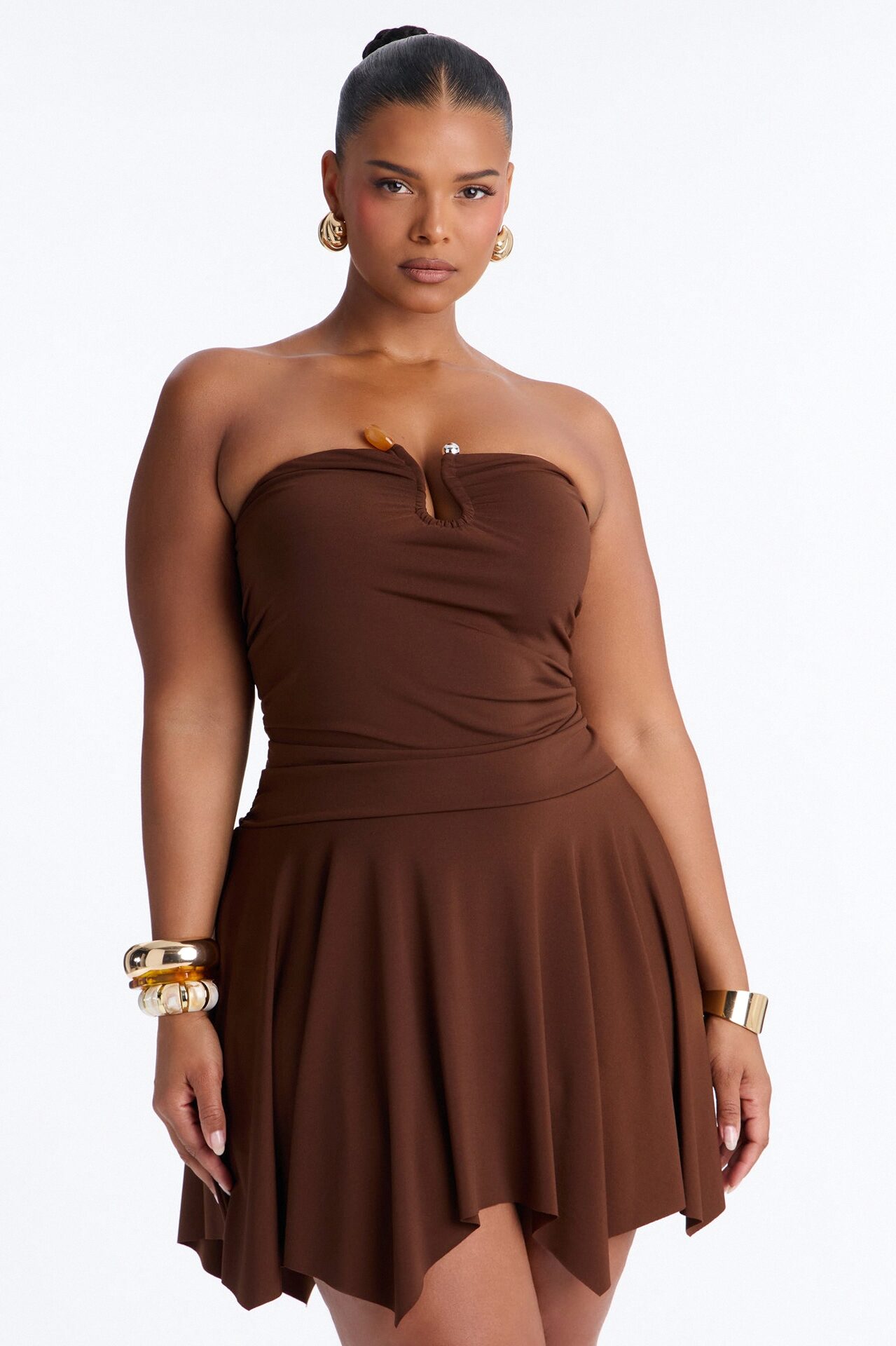 Mimi Strapless Micro Mini Dress - Chocolate