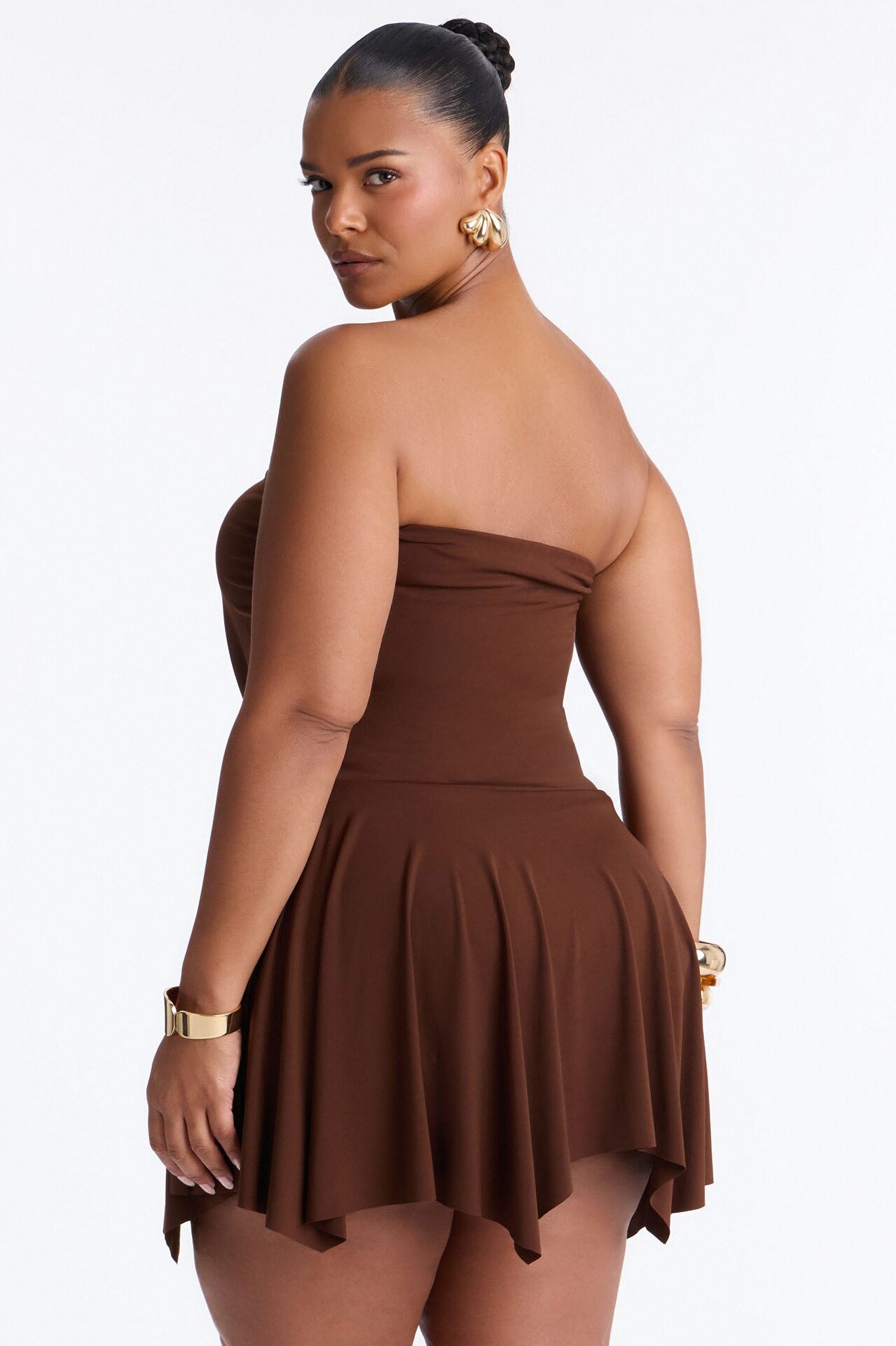 Mimi Strapless Micro Mini Dress - Chocolate