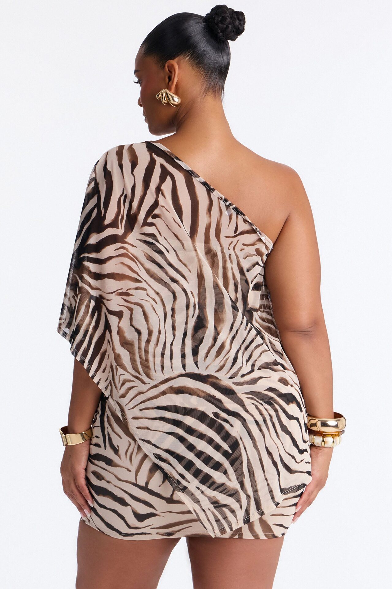 Wild Card Mesh Mini Dress Set - Taupe/combo