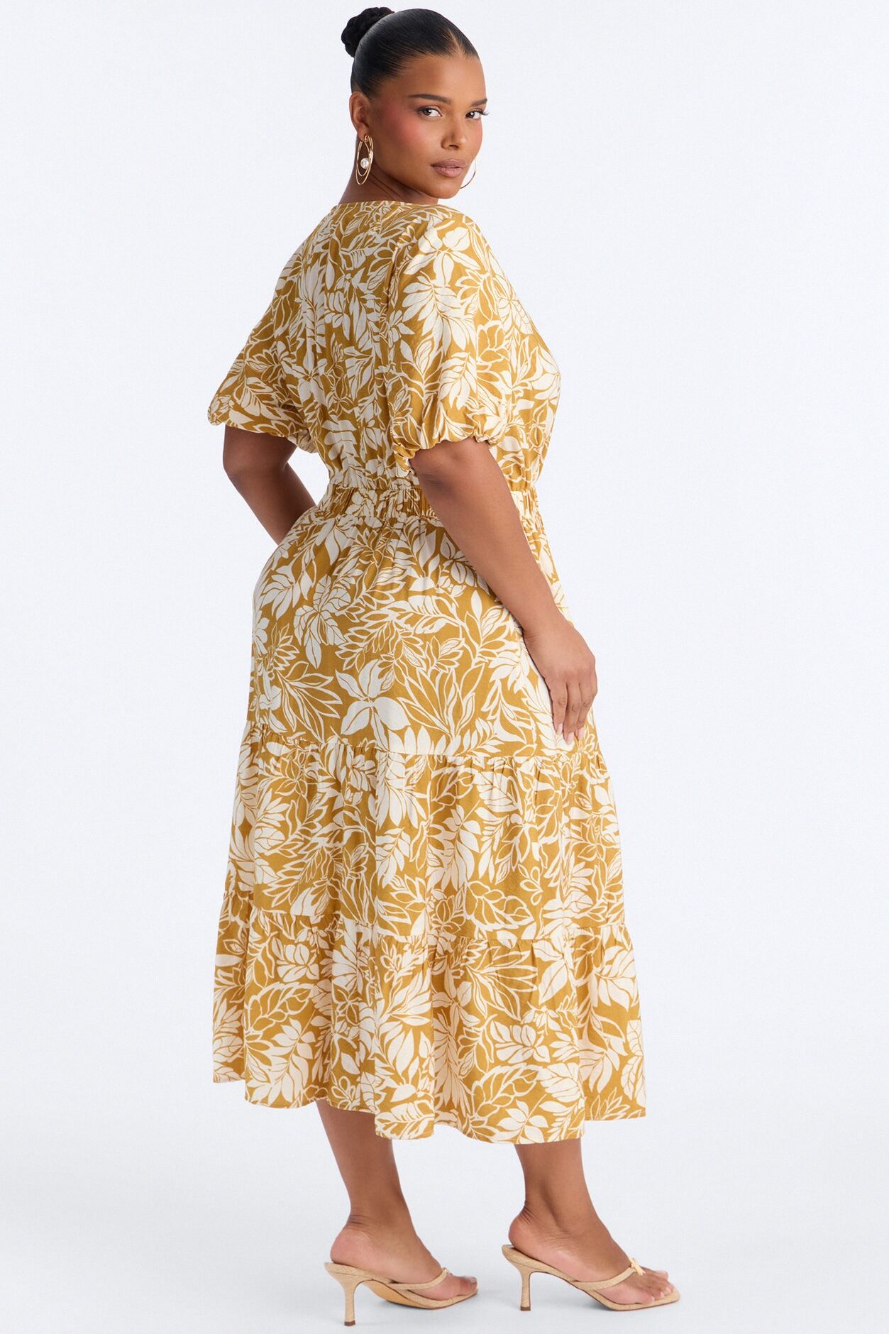 Elena Printed Midi Dress - Chartreuse
