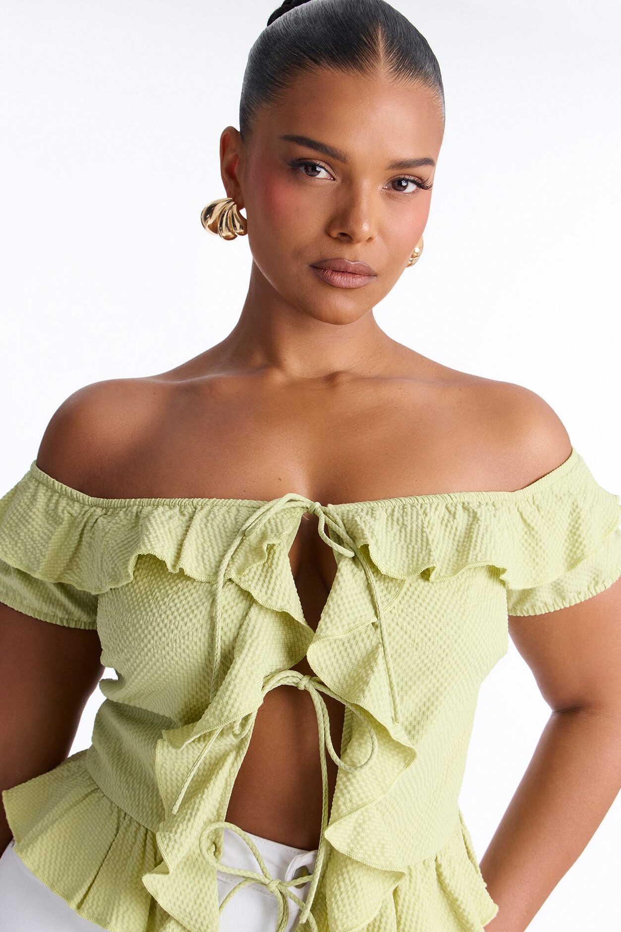 Matcha Girly Ruffle Flyaway Top - Sage
