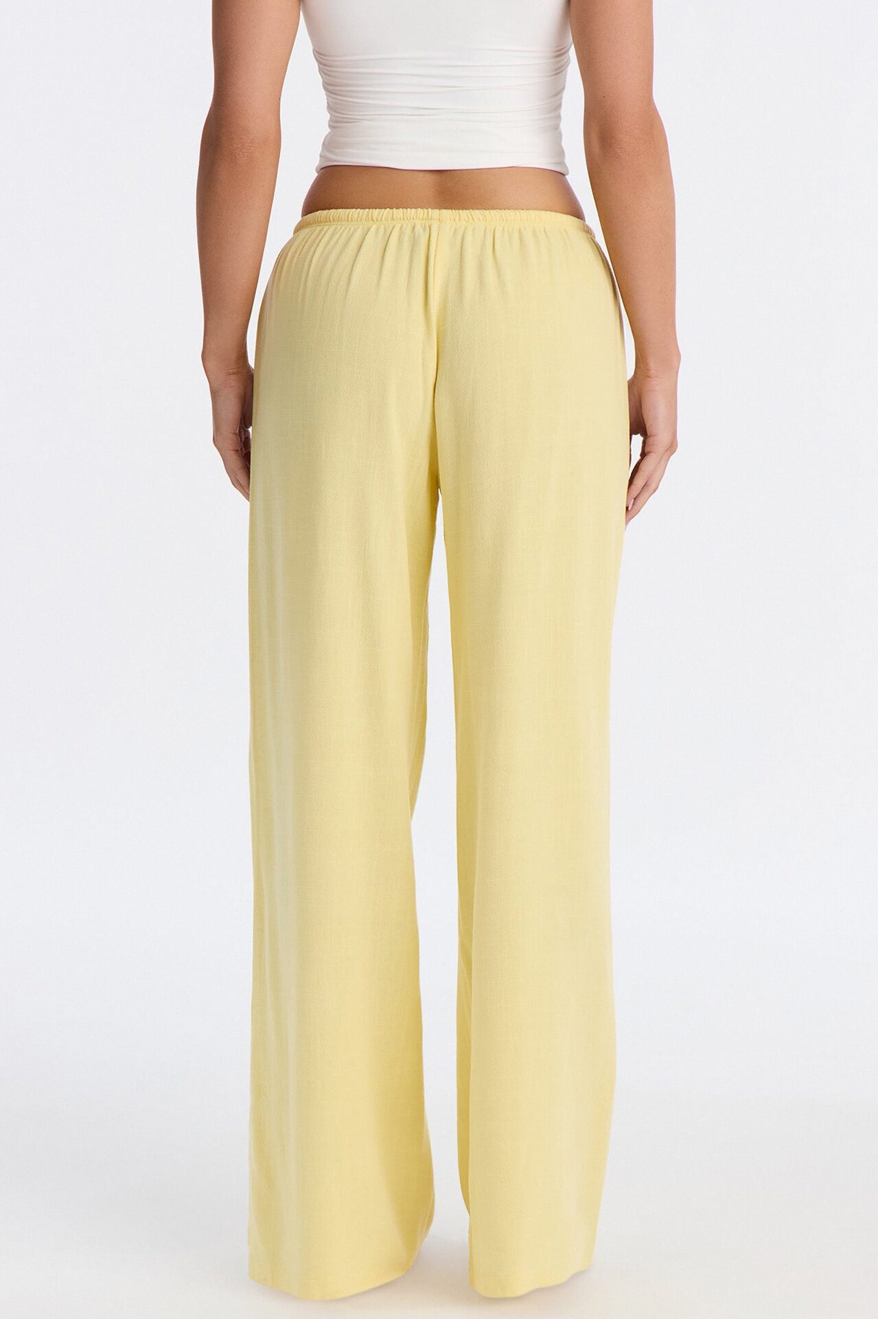 Kienna Low Rise Linen Wide Leg Pant 30″ - Butter Yellow